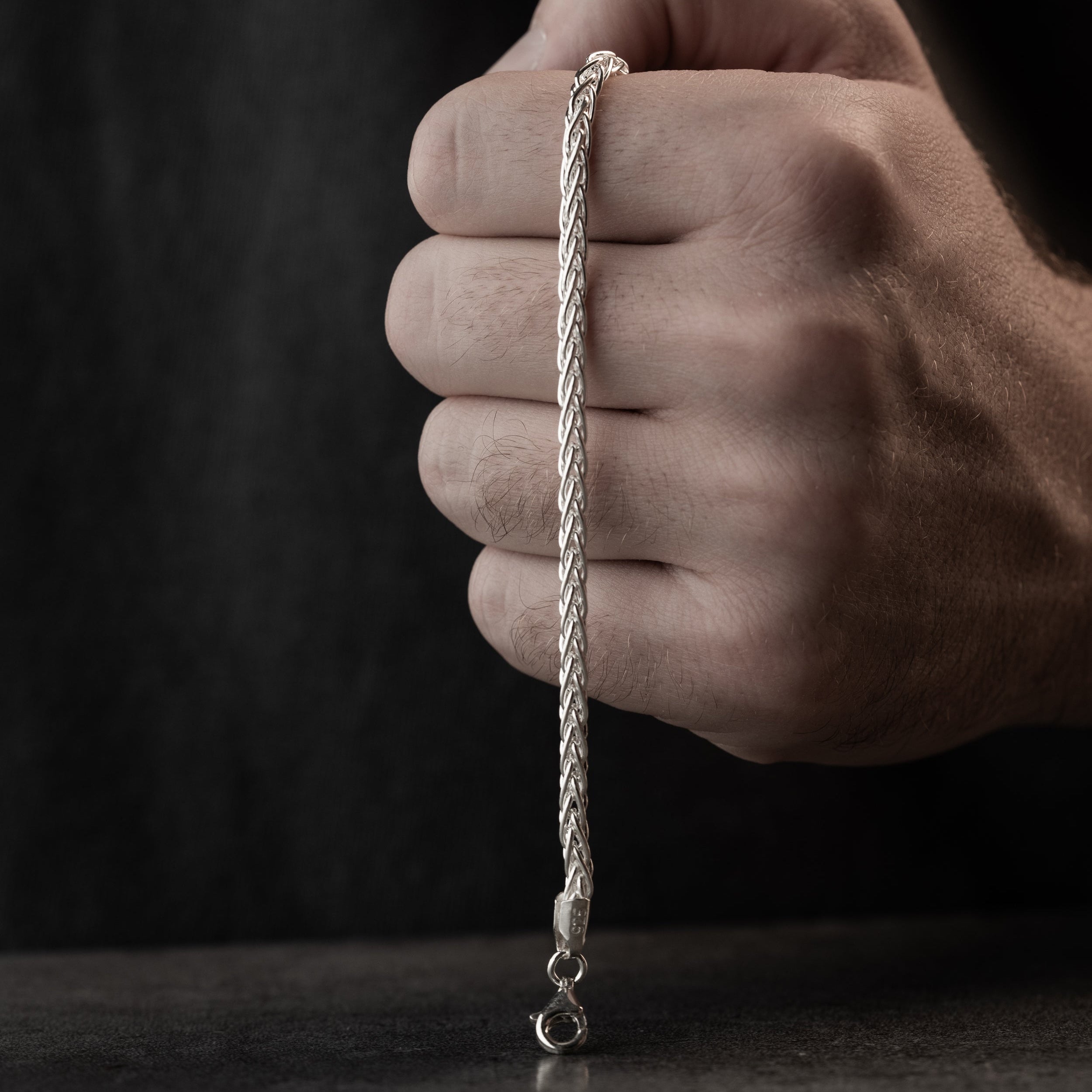 3 mm Yassı Tilki Kuyruğu Zincir Erkek Bileklik | 925 Ayar Gümüş