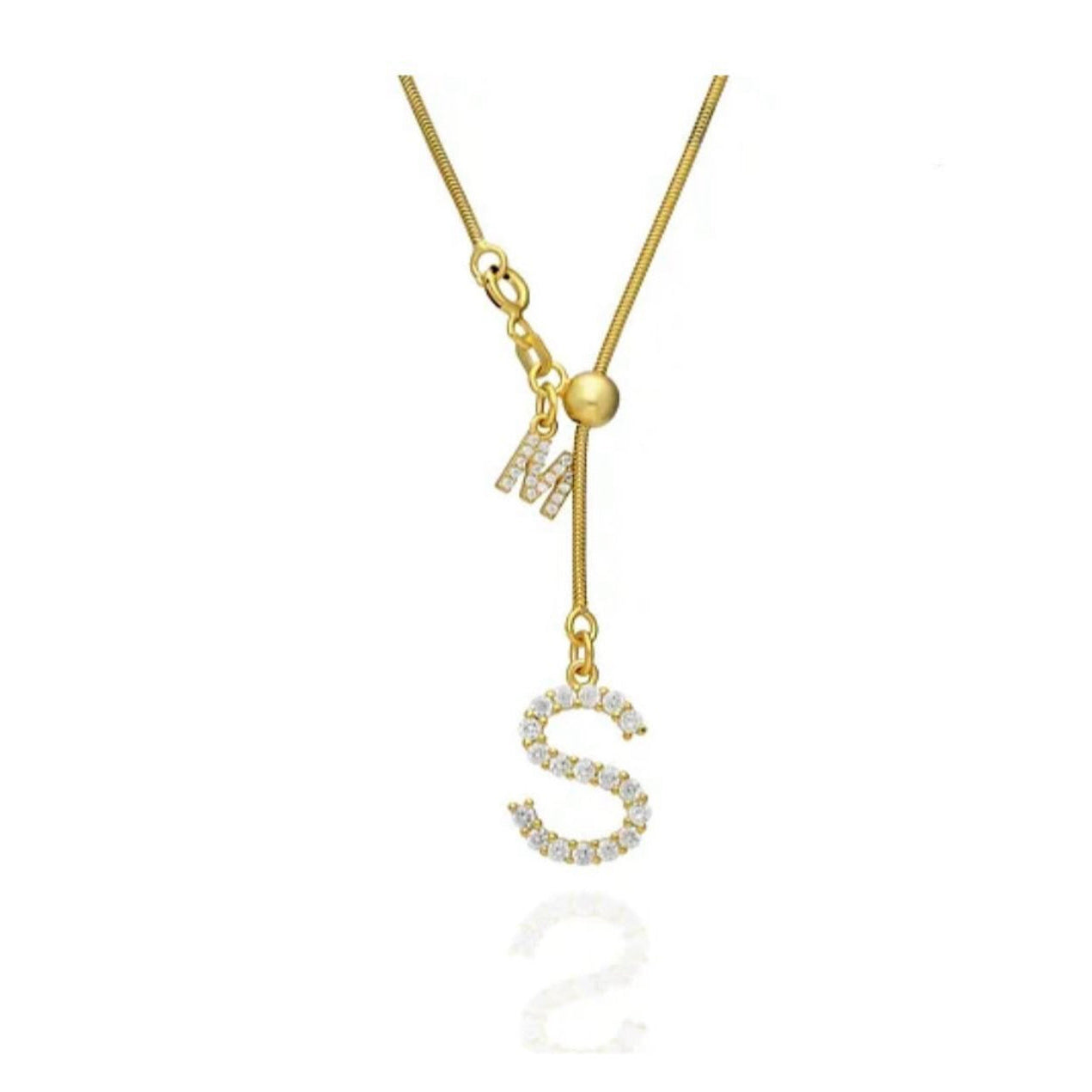 Kişiye Özel Zirkon Taşlı Çift Harfli Asansör Kolye | 925 Ayar Gümüş