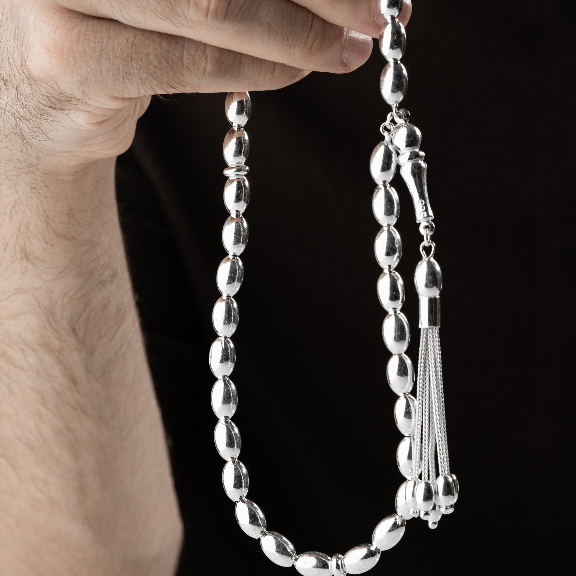 7 mm Arpa Kesim Erkek Tespih | 925 Ayar Gümüş