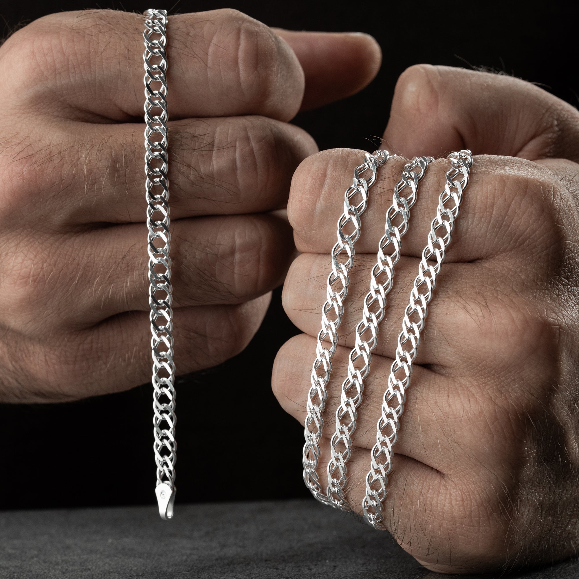 6 mm Rambo Zincir Erkek Kolye-Bileklik Set | 925 Ayar Gümüş