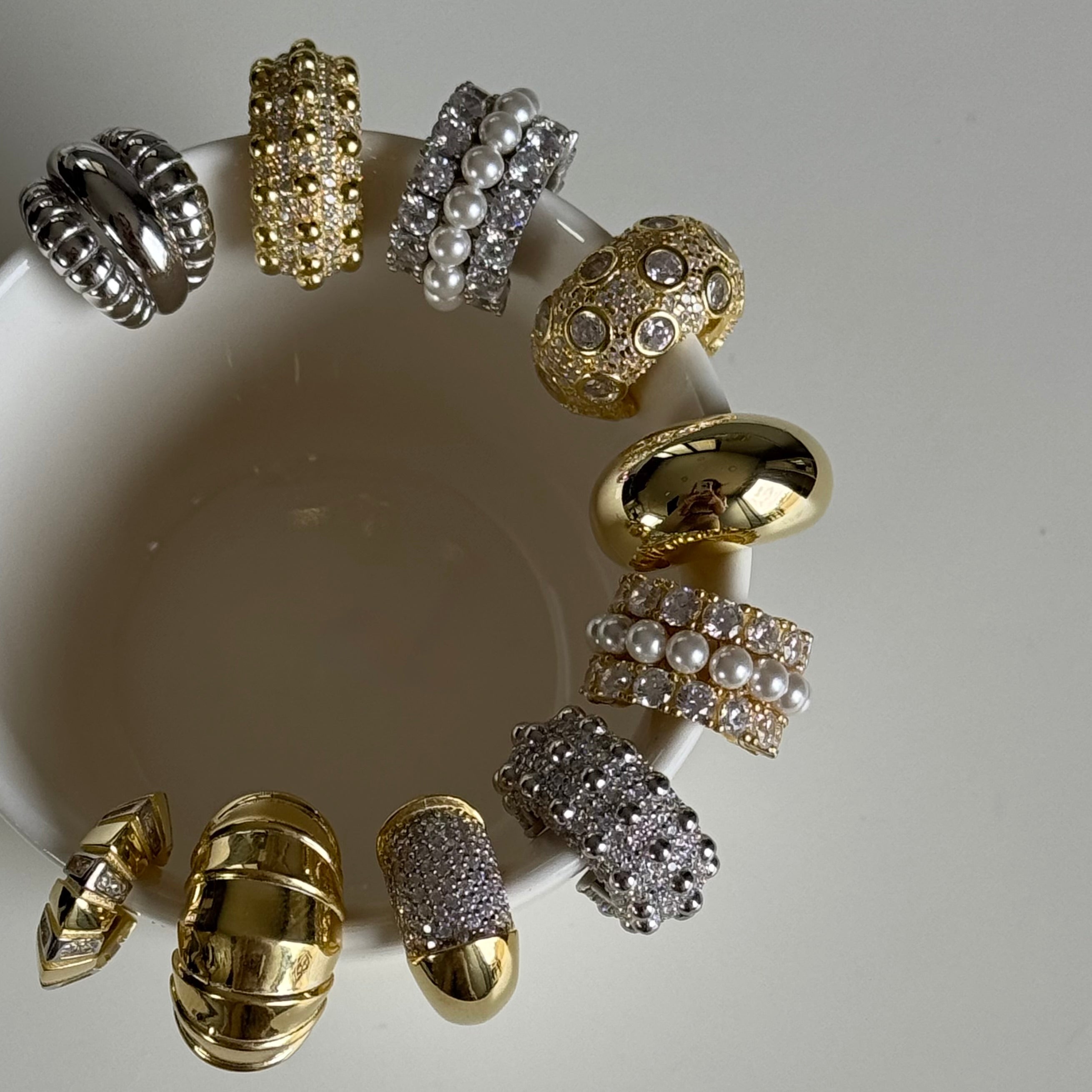 Üçlü Kombin Bombeli Earcuff Kıkırdak Küpe | 925 Ayar Gümüş
