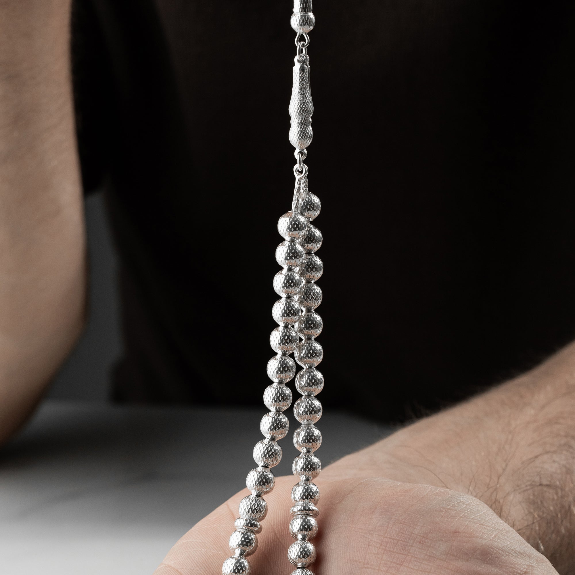 7 mm Bilek Boy Küre Kesim Erkek Tespih | 925 Ayar Gümüş