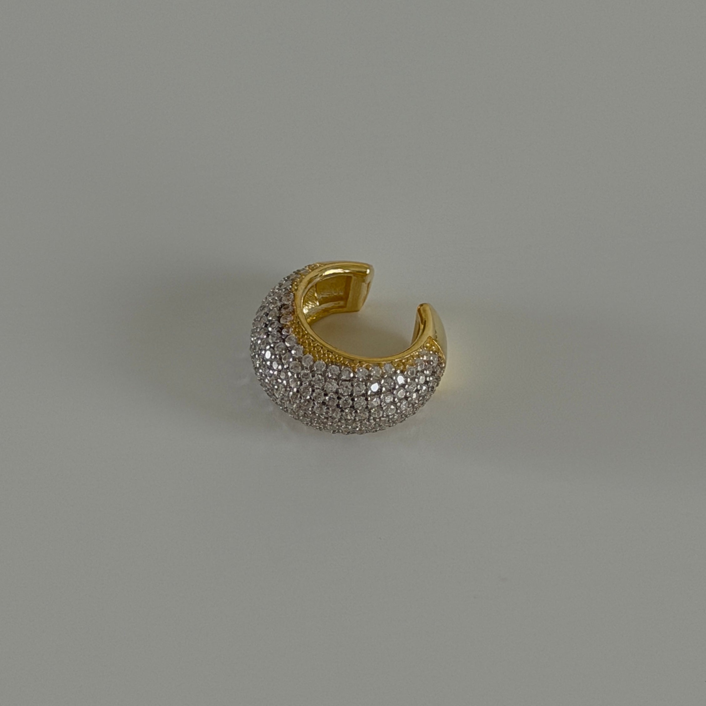 Full Taşlı Oval Earcuff Kıkırdak Küpe | 925 Ayar Gümüş