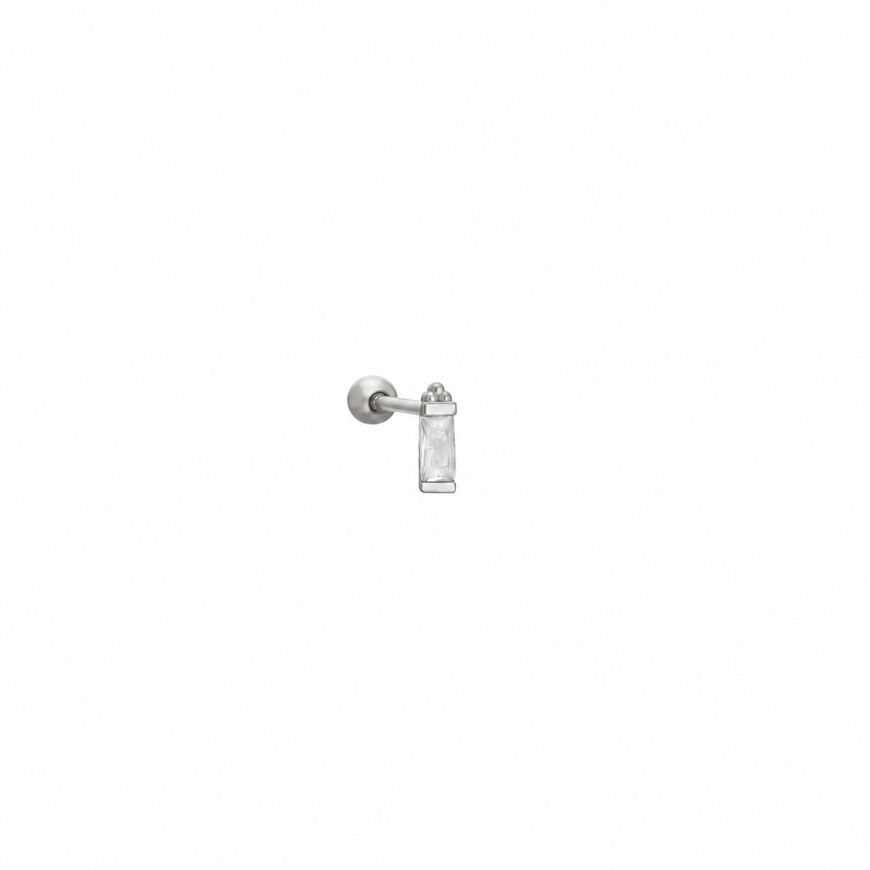 Zirkon Taşlı Mini Baget Piercing | 925 Ayar Gümüş