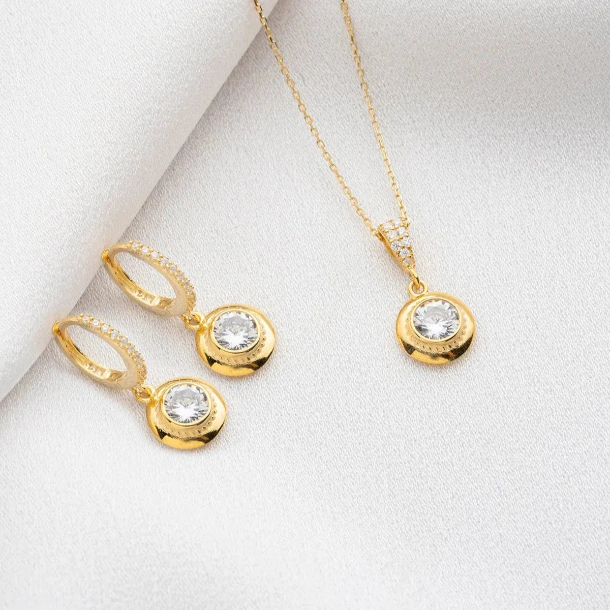 Tek Taş Kolye-Küpe Set | 925 Ayar Gümüş