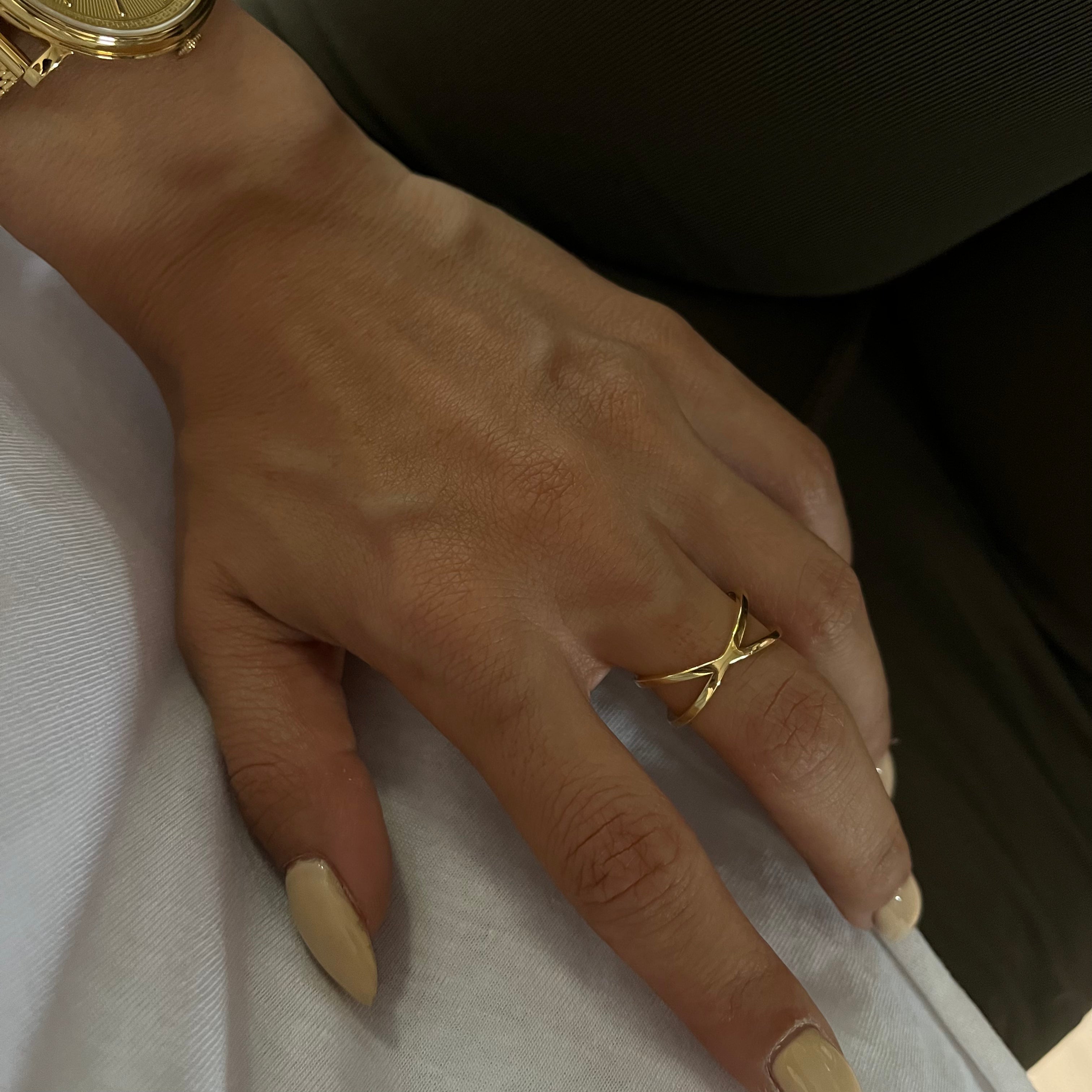 Minimal Sade Cross Yüzük | 925 Ayar Gümüş