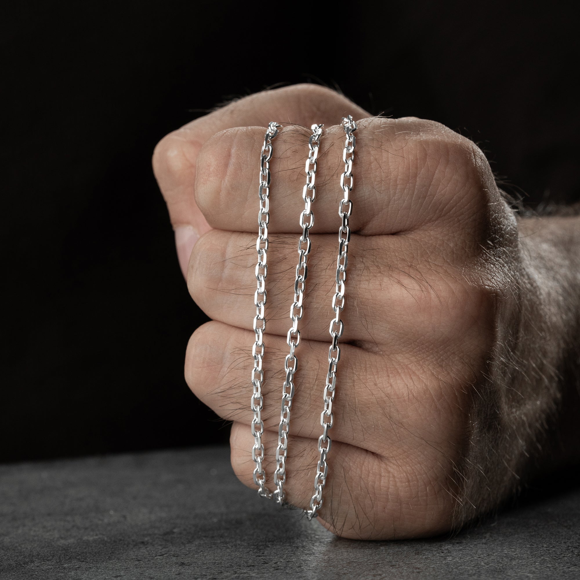 3.3 mm Forse Zincir Erkek Kolye | 925 Ayar Gümüş