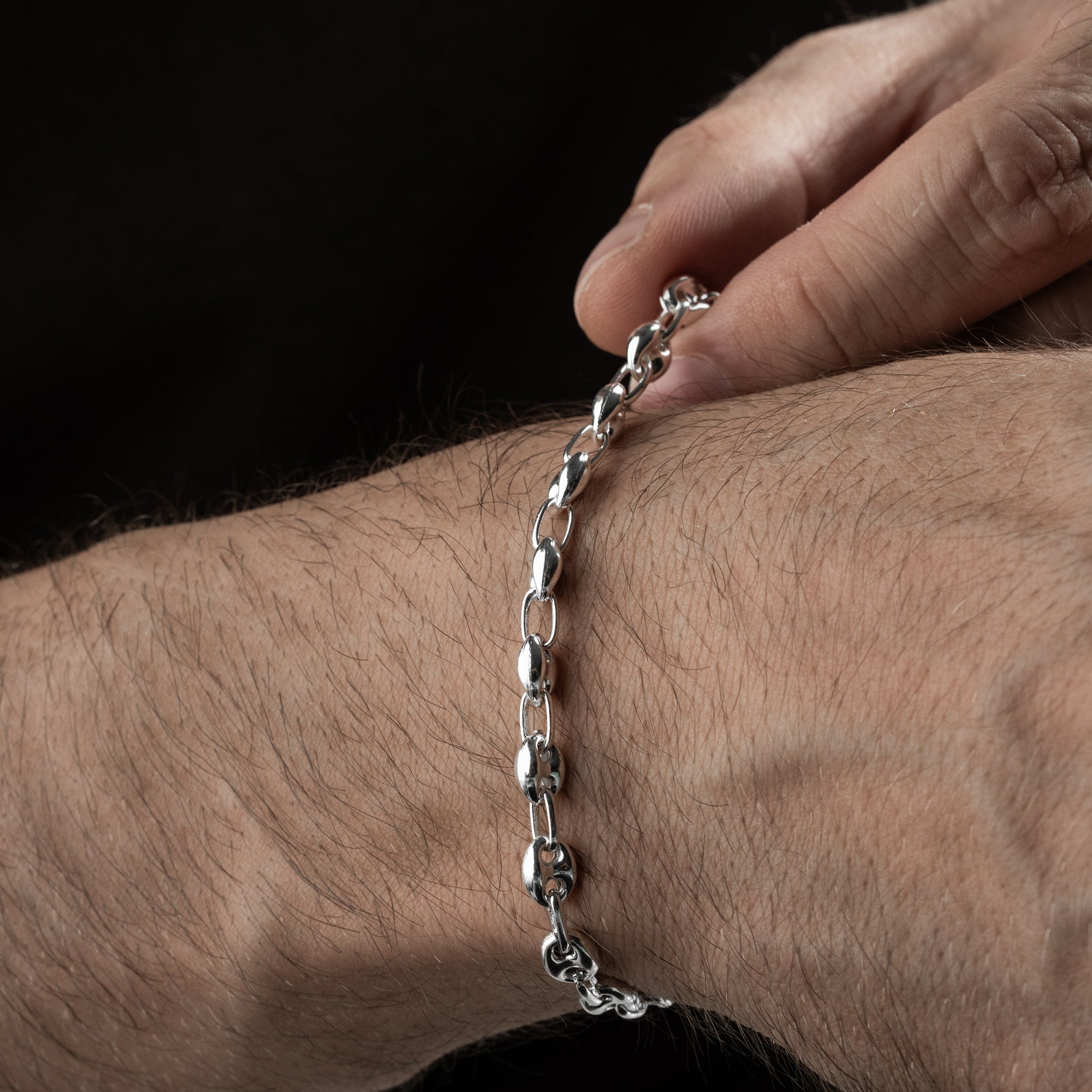6.2 mm Gemici Zincir Erkek Bileklik | 925 Ayar Gümüş