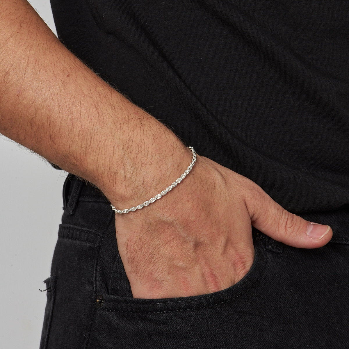 3 mm Halat Zincir Erkek Bileklik | 925 Ayar Gümüş