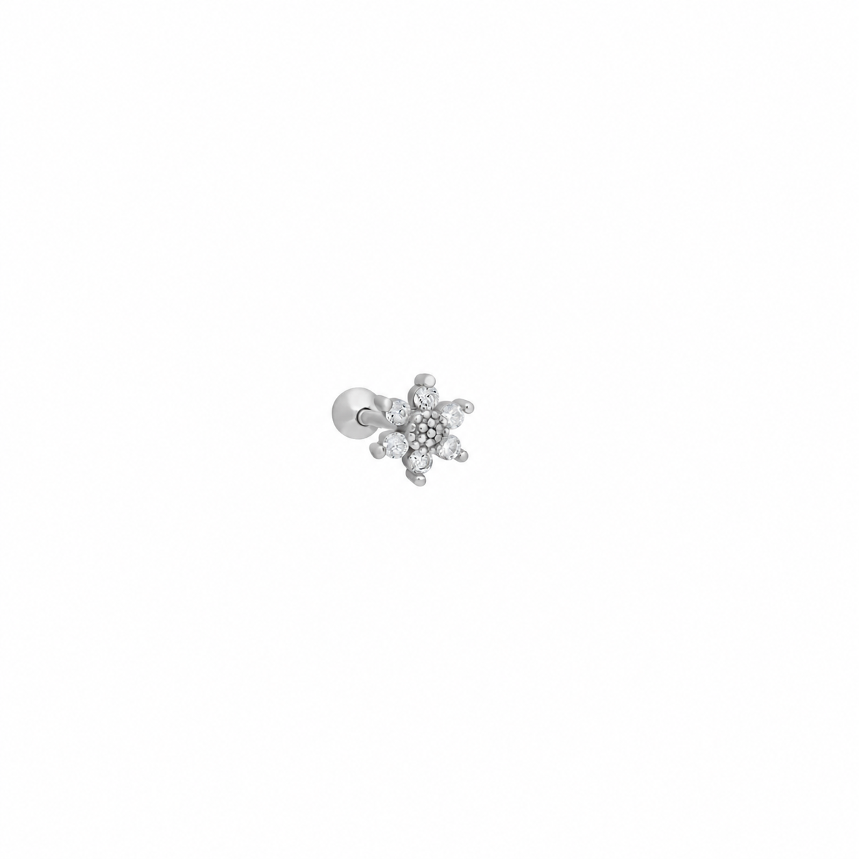 Zirkon Taşlı Papatya Piercing | 925 Ayar Gümüş