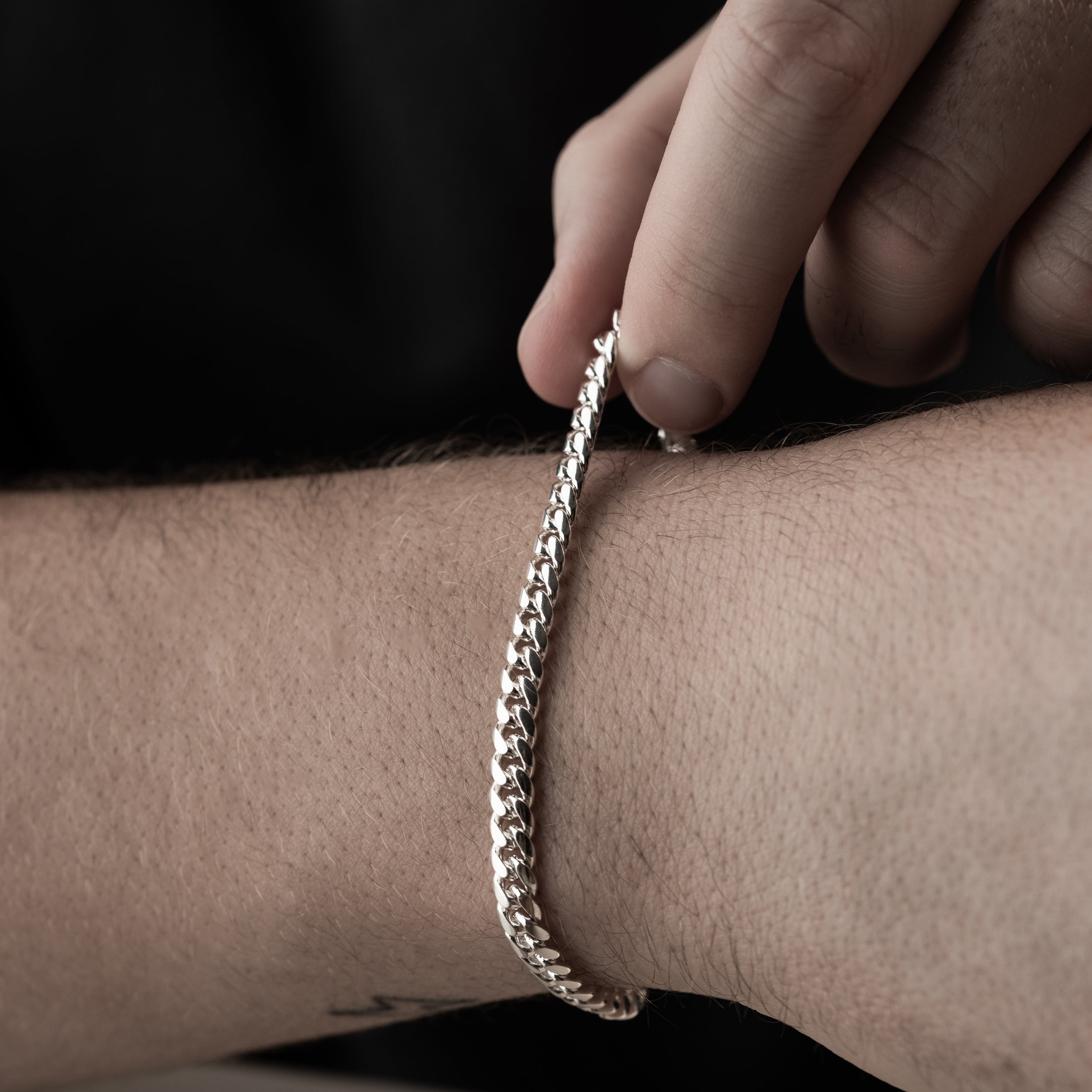 4 mm Gurmet Zincir Erkek Bileklik | 925 Ayar Gümüş