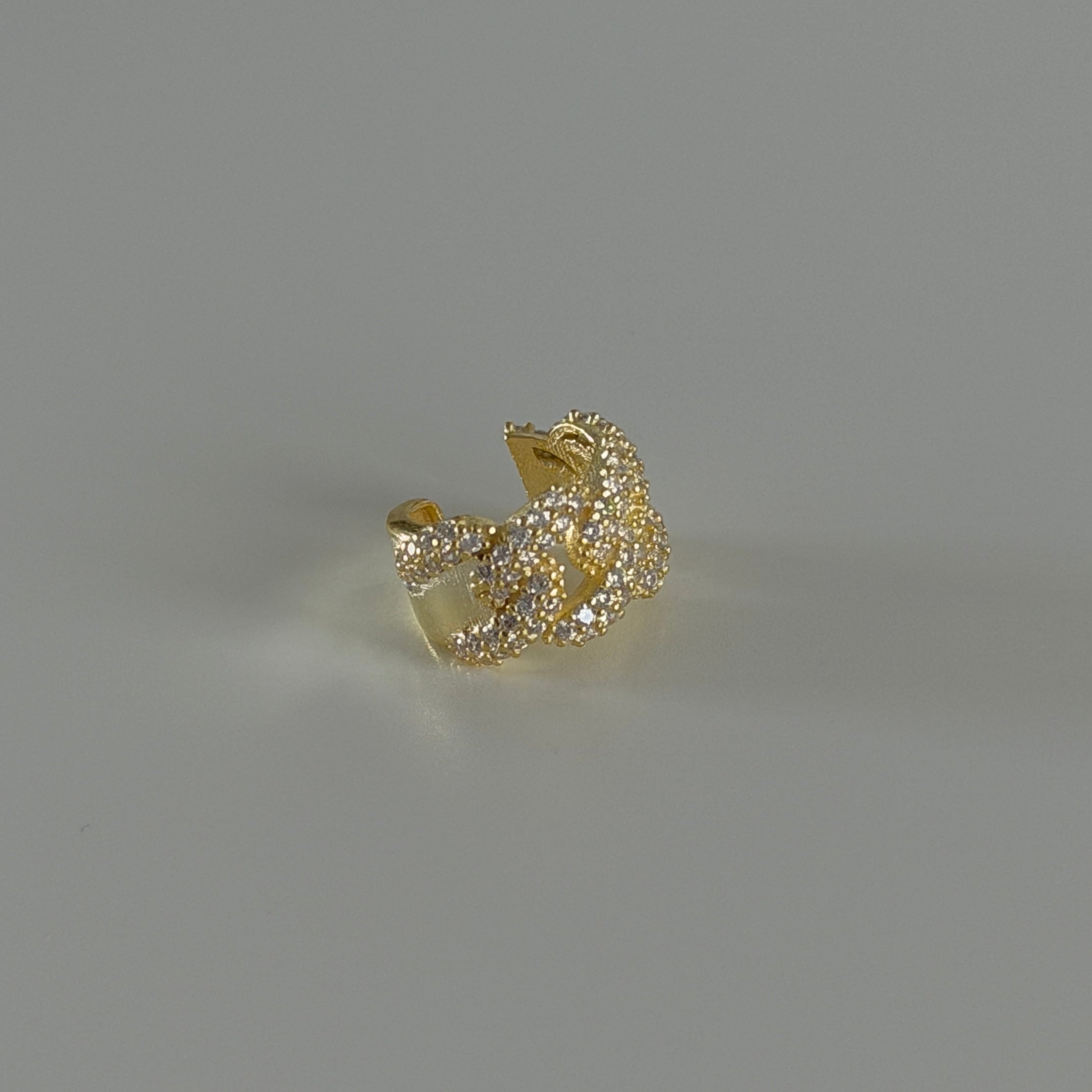 Zincir Tasarımlı Zirkon Taşlı Earcuff Kıkırdak Küpe | 925 Ayar Gümüş