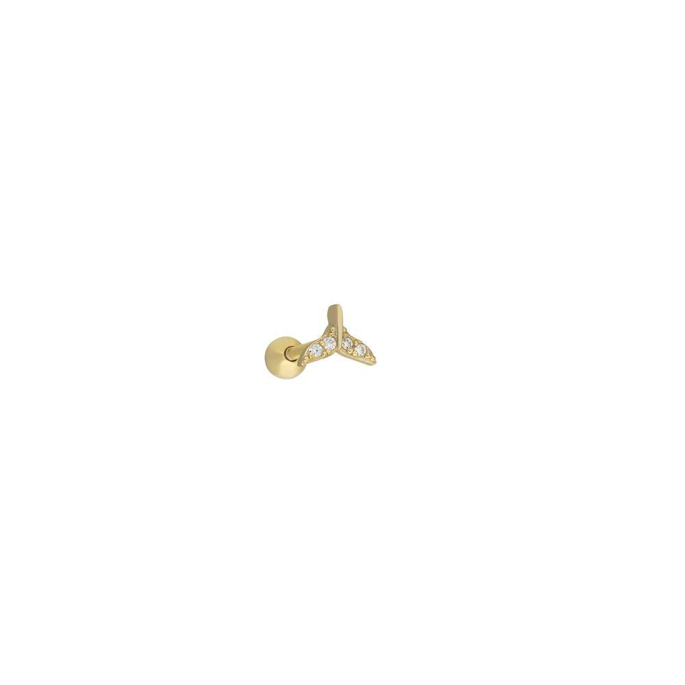 Zirkon Taşlı Balık Kuyruğu Piercing | 925 Ayar Gümüş