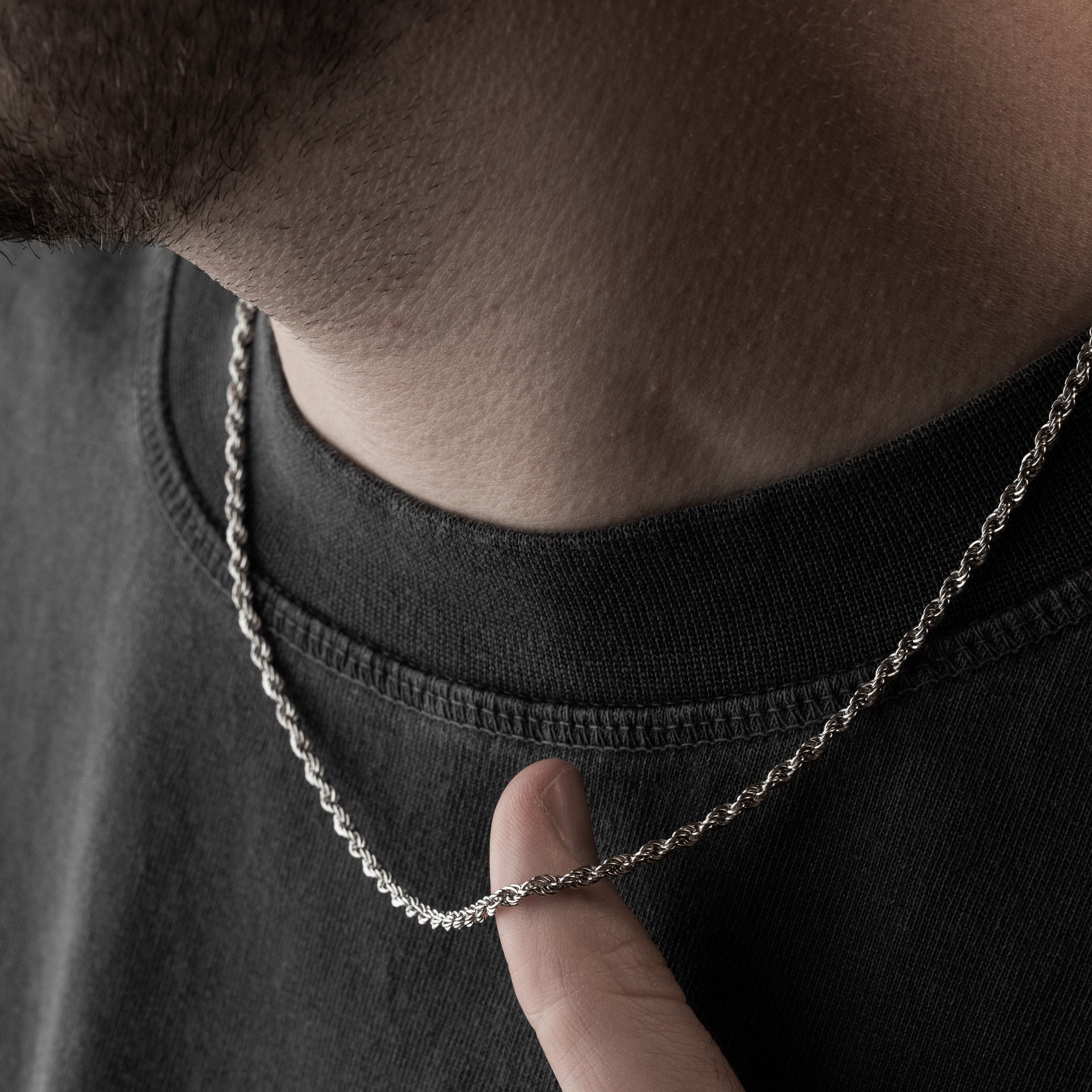 3 mm Halat Zincir Erkek Kolye | 925 Ayar Gümüş