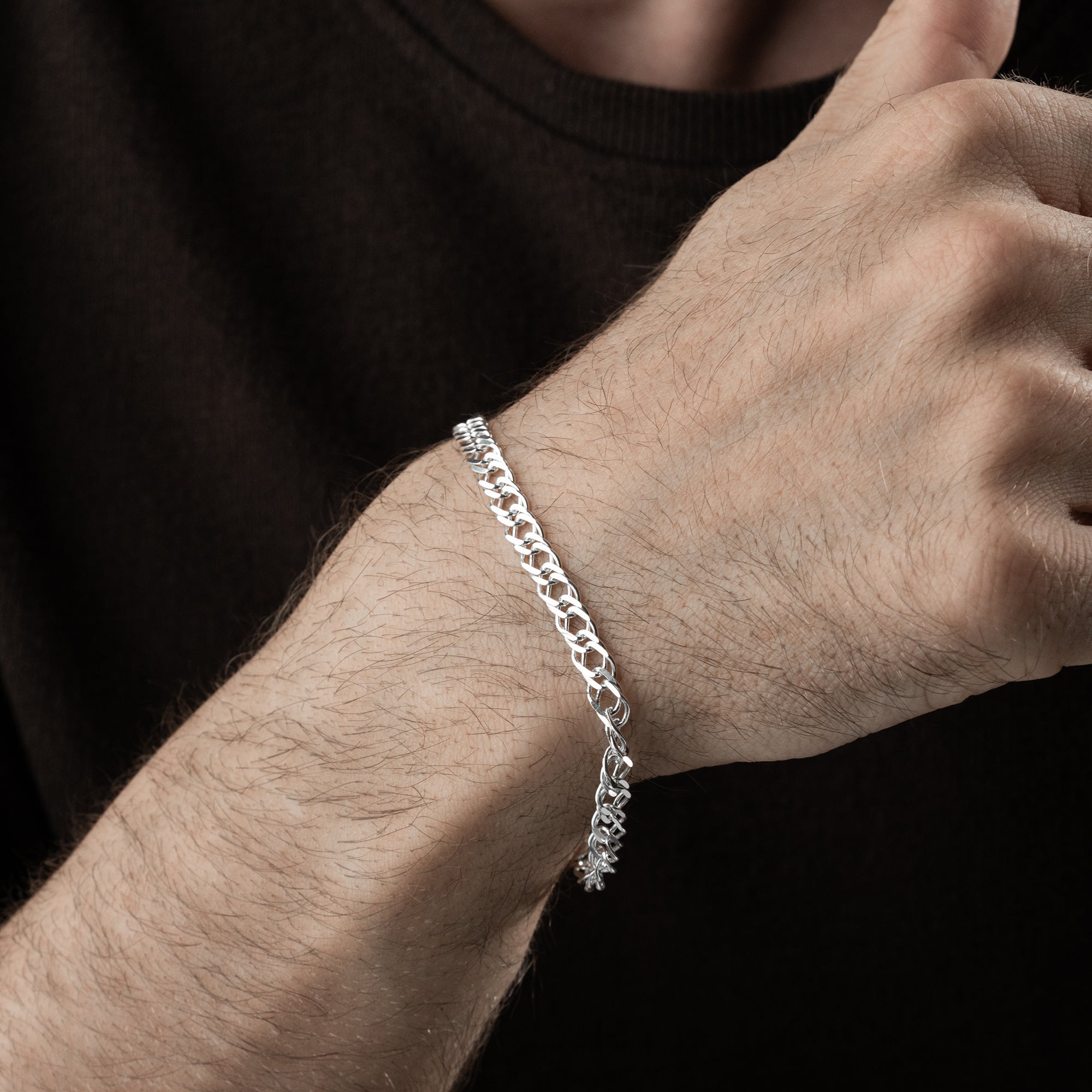 5.3 mm Nonna Zincir Erkek Bileklik | 925 Ayar Gümüş