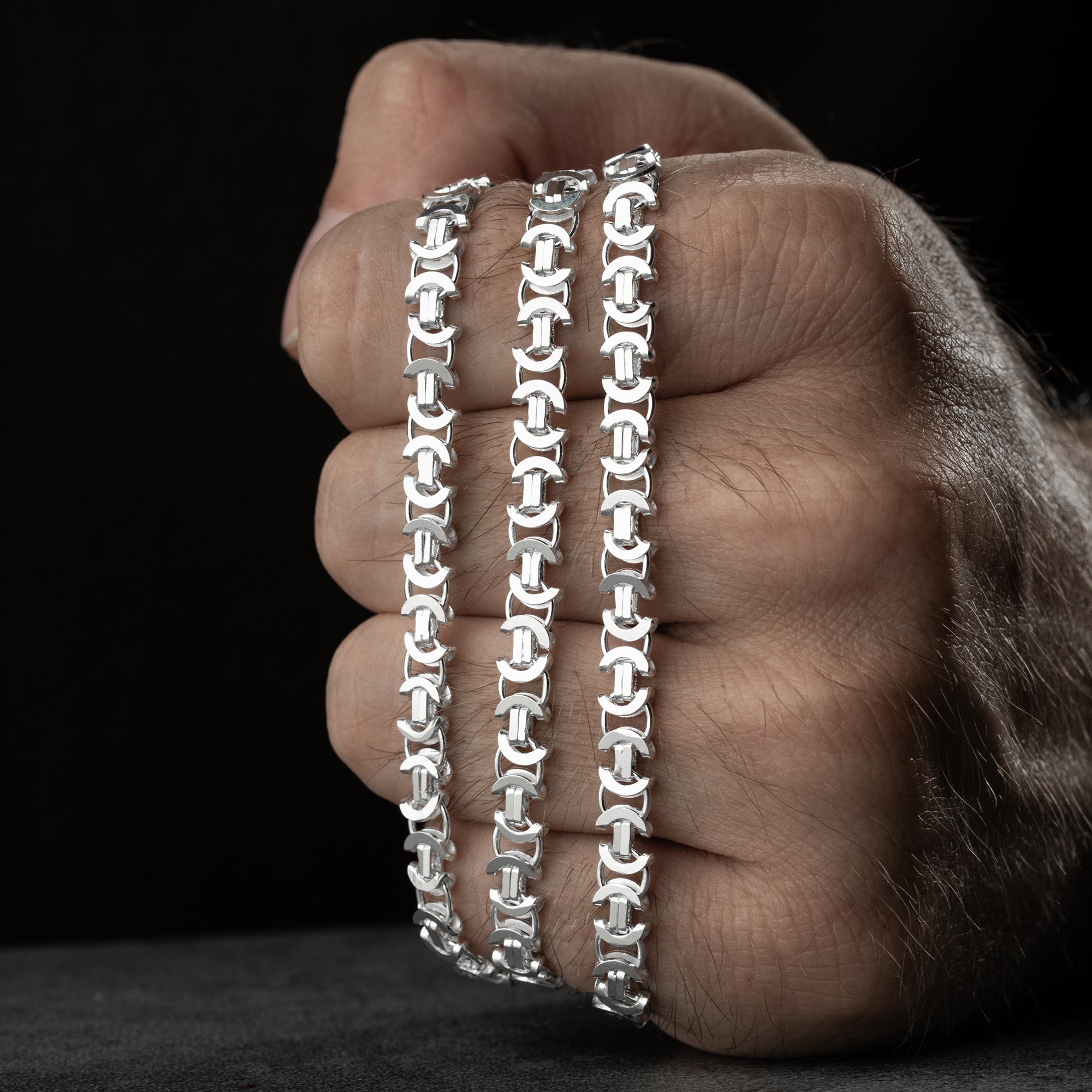 8 mm Euro Yassı Kral Zincir Erkek Kolye | 925 Ayar Gümüş