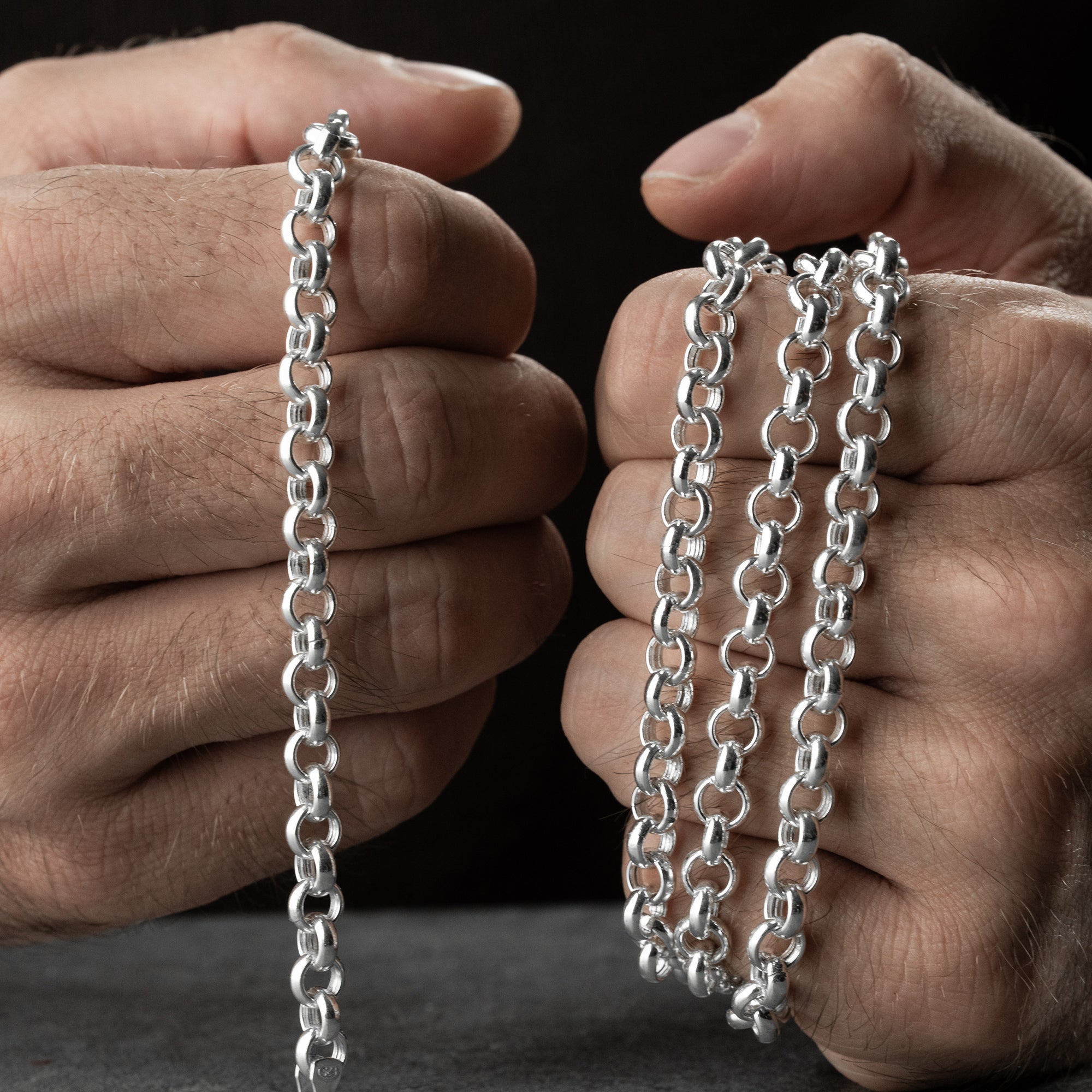 5.8 mm Yuvarlak Doç Zincir Erkek Kolye-Bileklik Set | 925 Ayar Gümüş