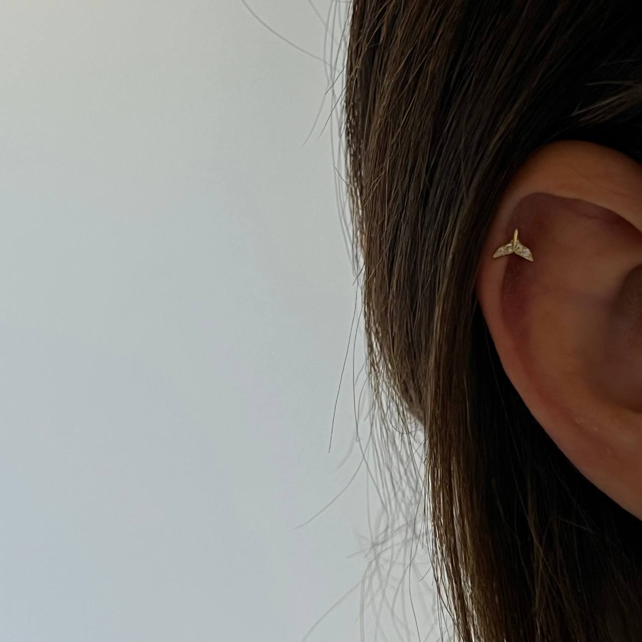 Zirkon Taşlı Balık Kuyruğu Piercing | 925 Ayar Gümüş