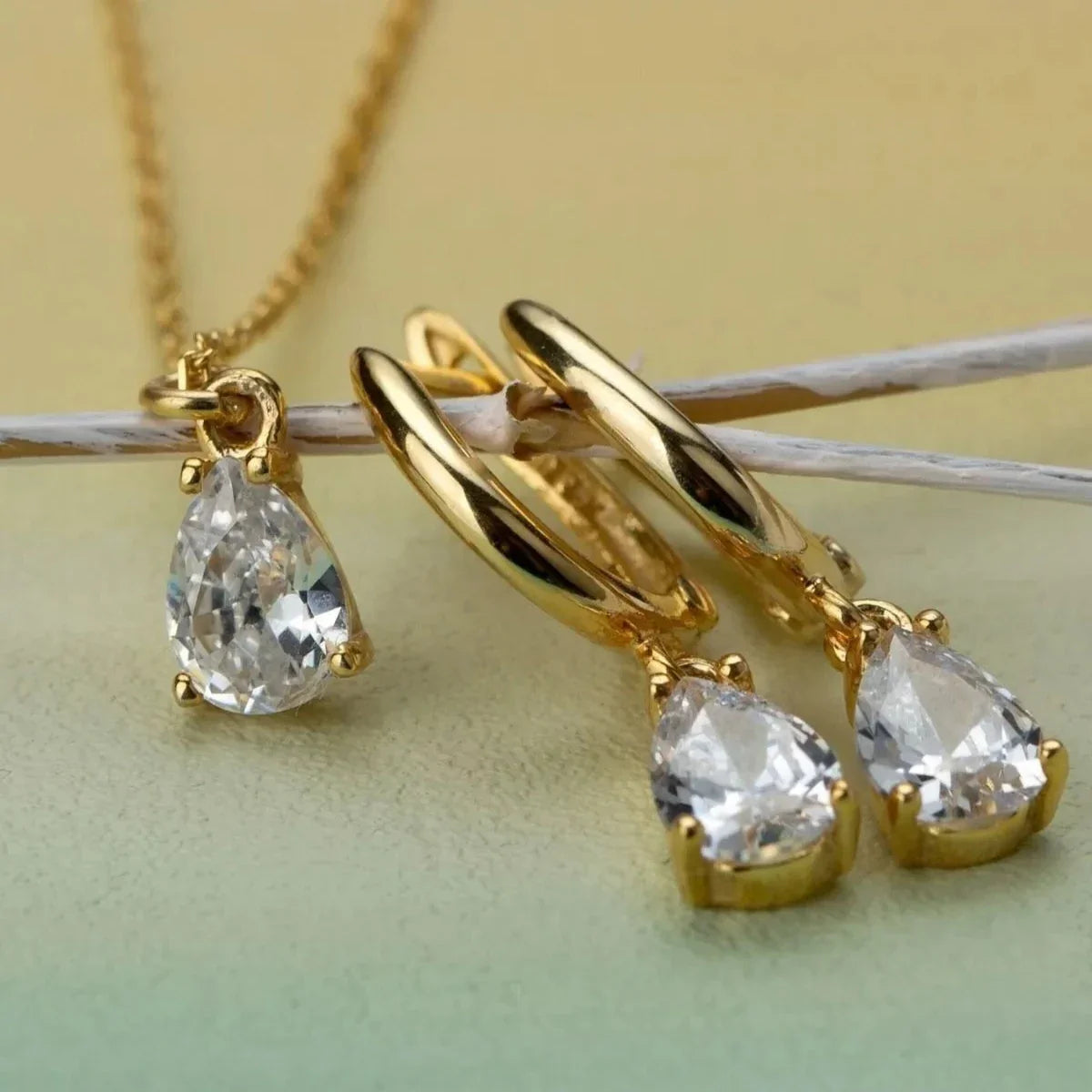 Damla Taşlı Kolye-Küpe Set | 925 Ayar Gümüş