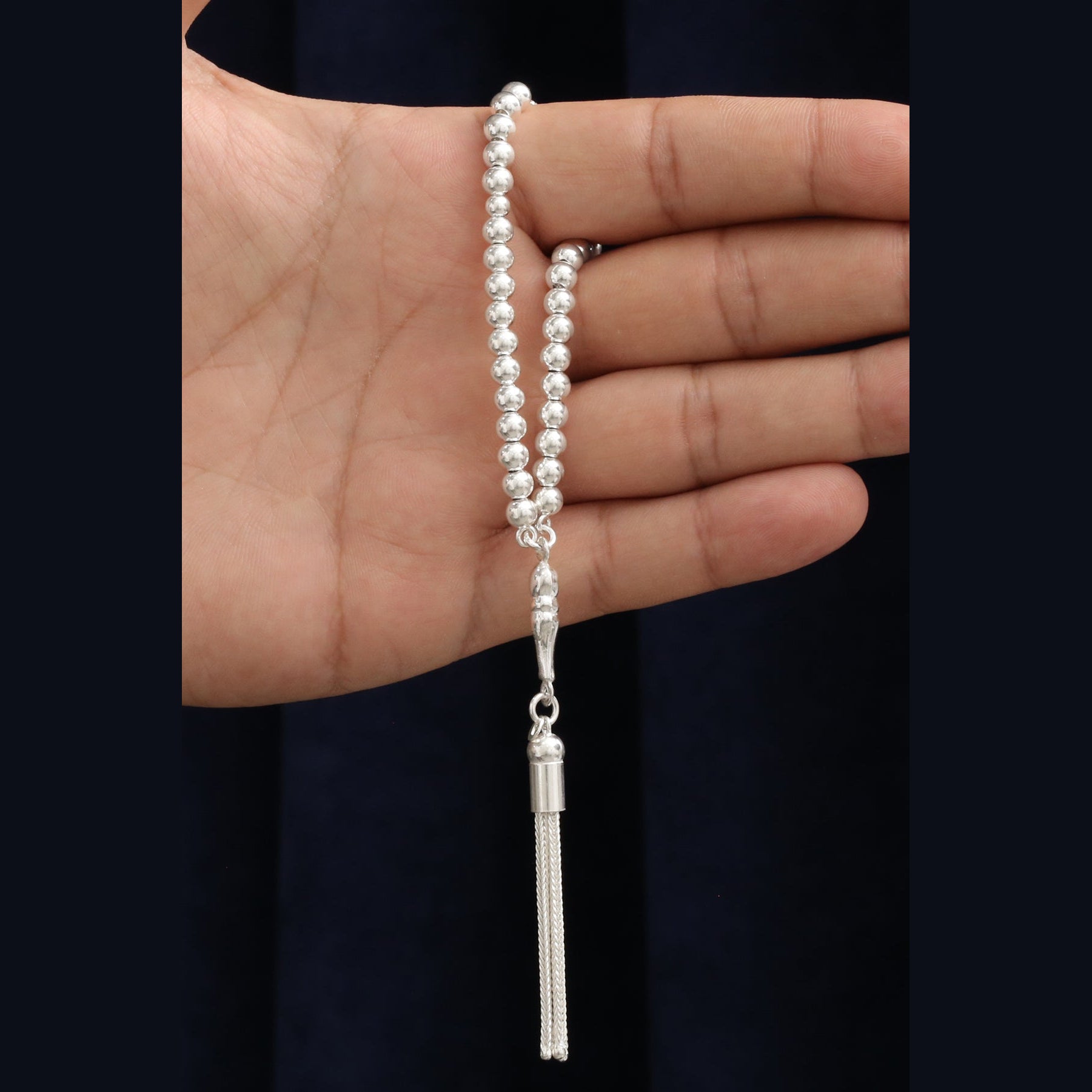Mini Boy Düz Küre Kesim Erkek Tespih | 925 Ayar Gümüş