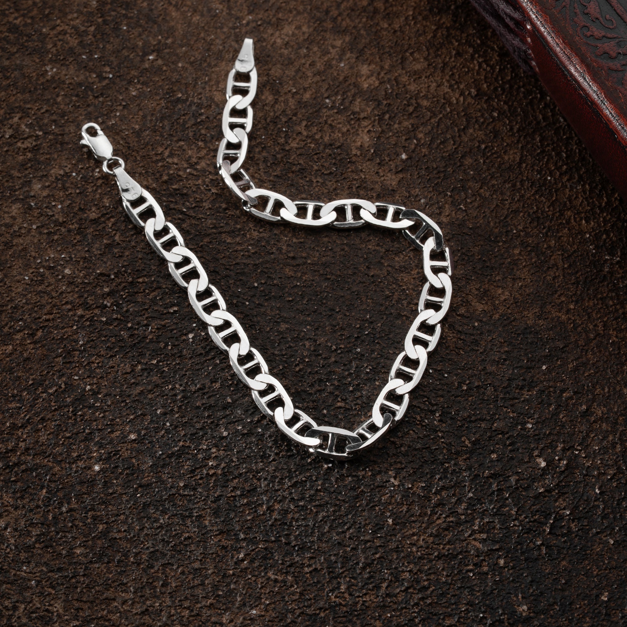 5.6 mm Barlı Zincir Erkek Bileklik | 925 Ayar Gümüş