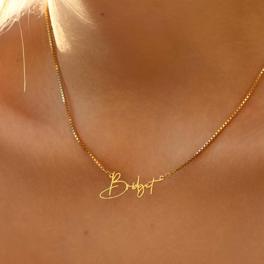 Kişiye Özel İsim Yazılı Script Font Küp Zincir Kolye | 925 Ayar Gümüş