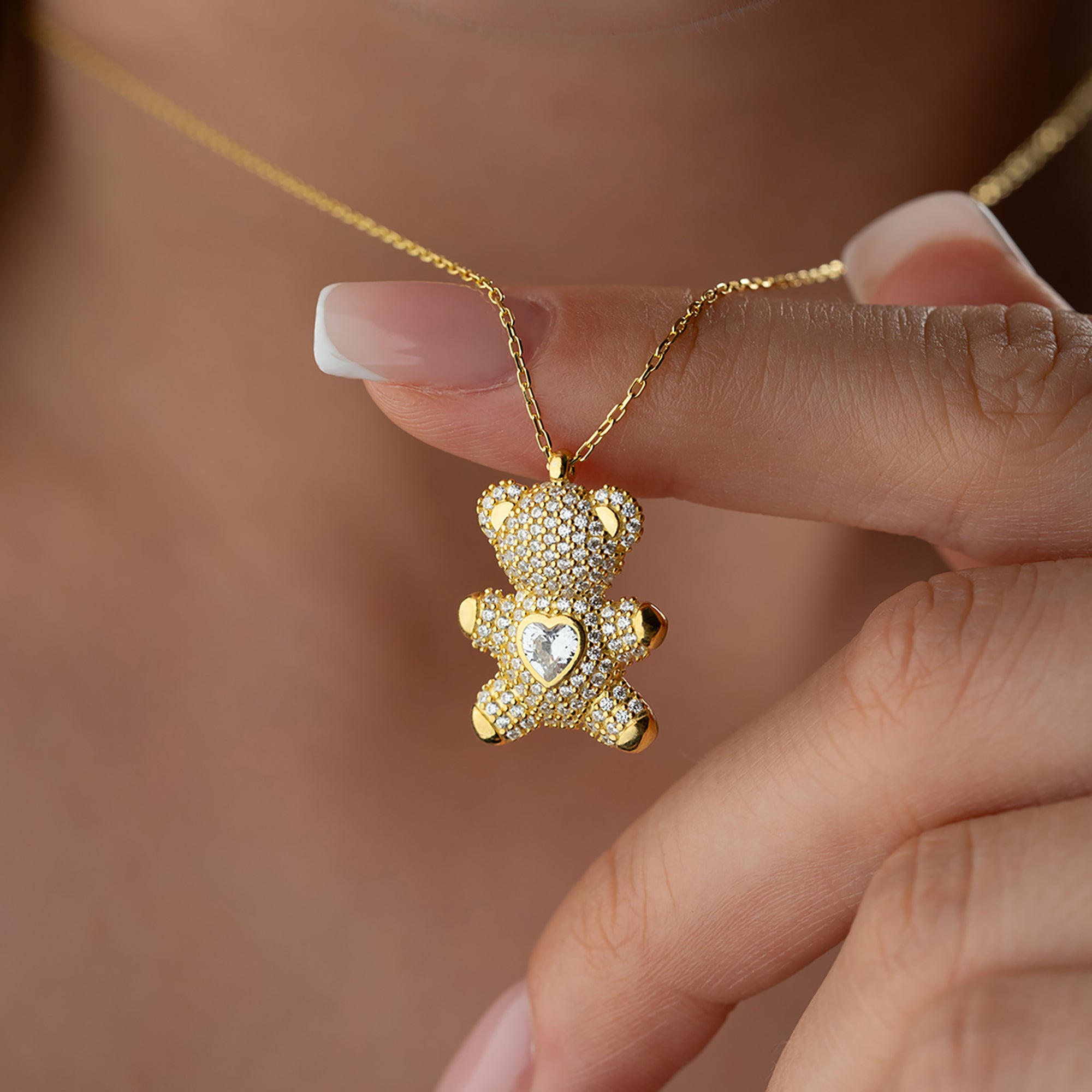 Zirkon Taşlı Teddy Kolye | 925 Ayar Gümüş