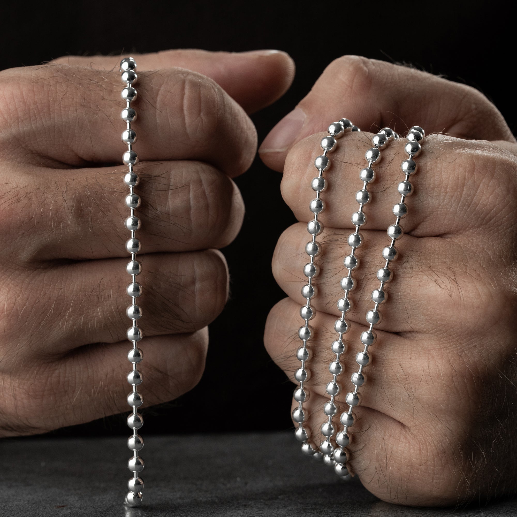 3 mm Top Zincir Erkek Kolye-Bileklik Set | 925 Ayar Gümüş