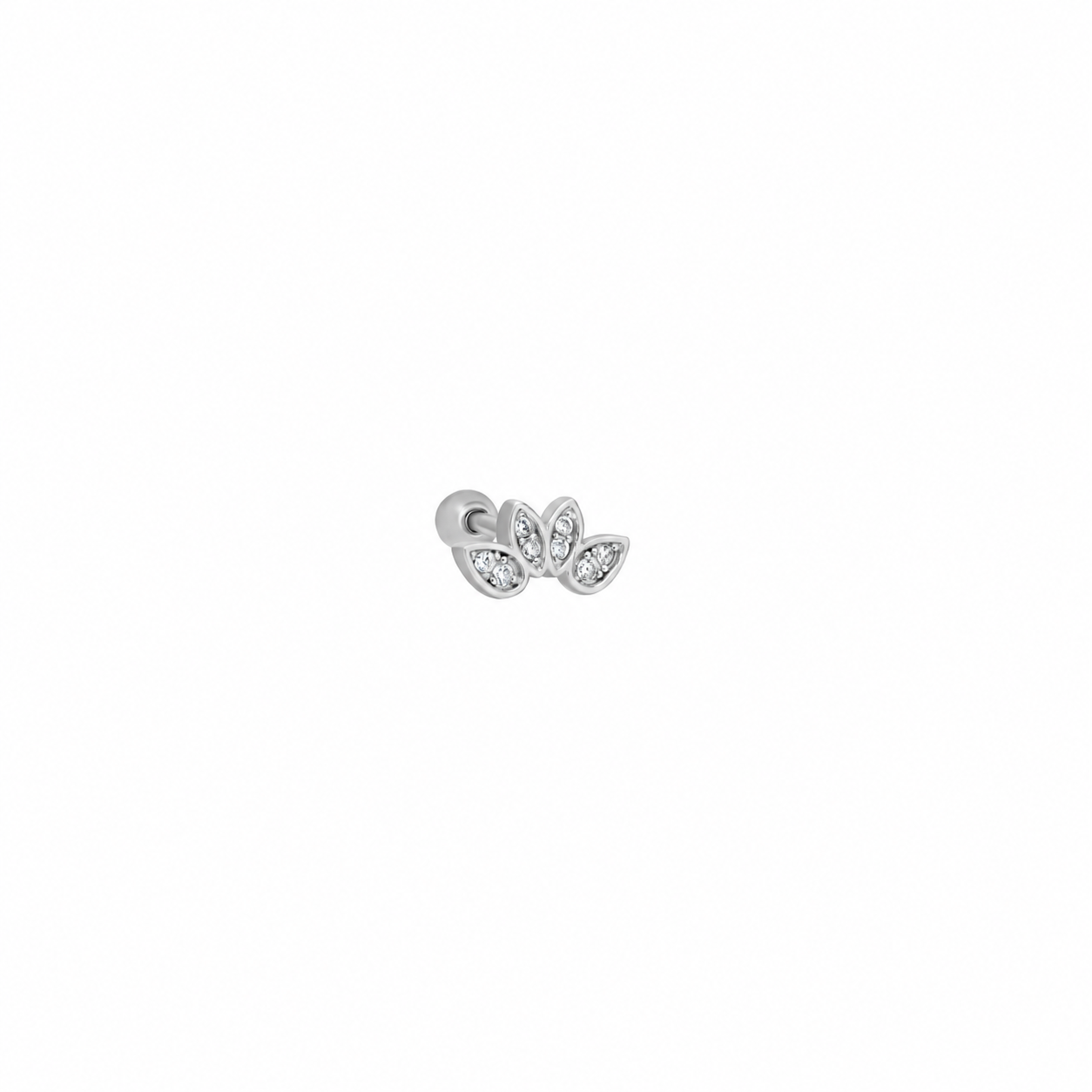 Zirkon Taşlı Lotus Çiçeği Piercing | 925 Ayar Gümüş