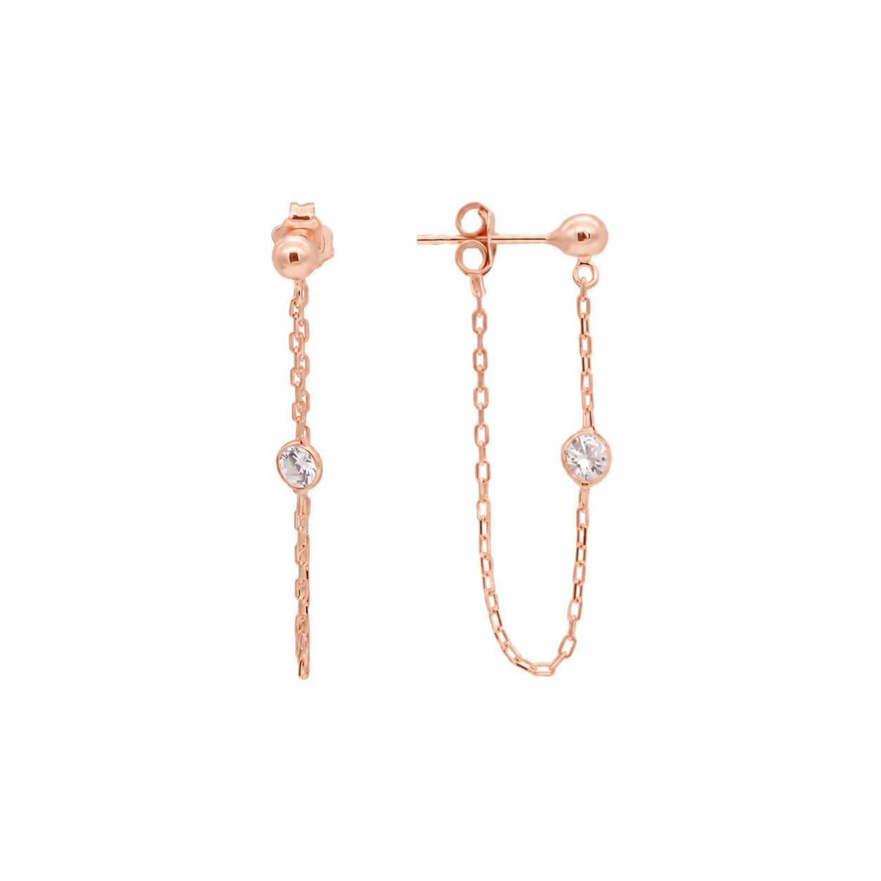Tiffany Taşlı Çivili Top Küpe | 925 Ayar Gümüş