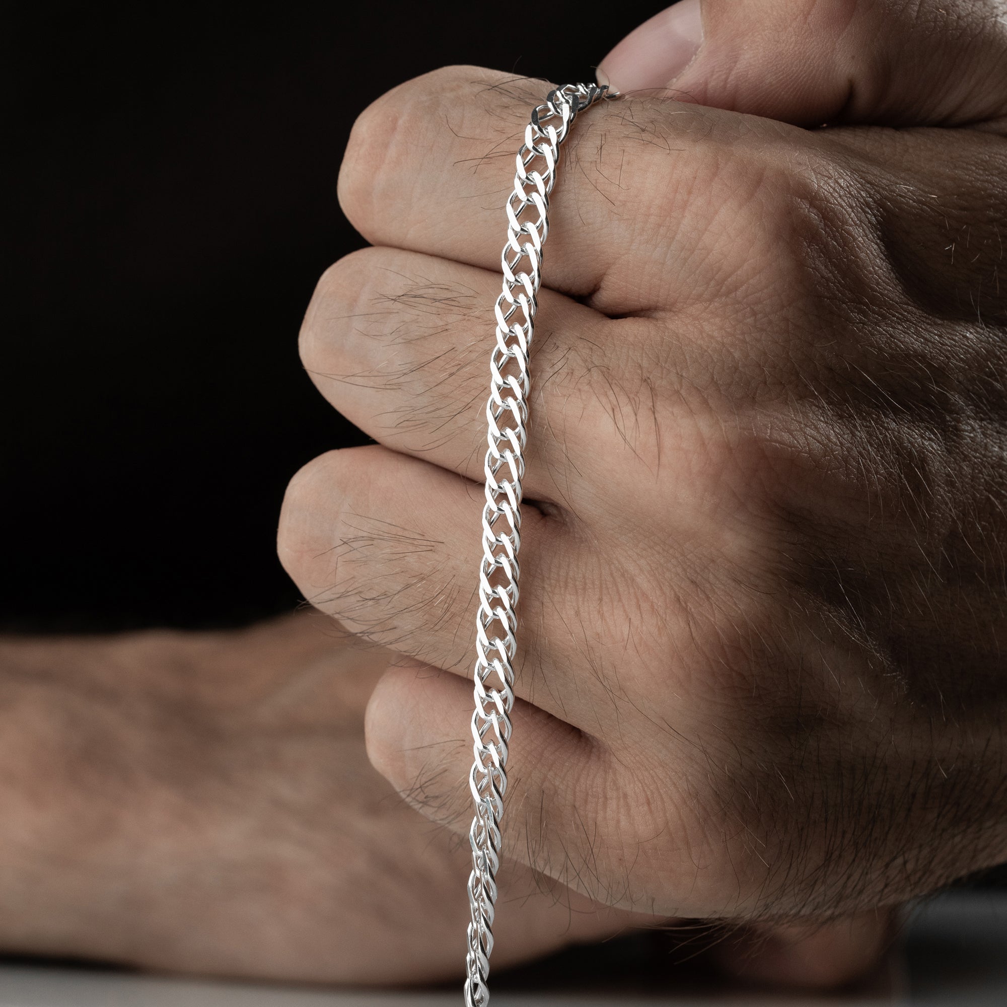 5.3 mm Nonna Zincir Erkek Bileklik | 925 Ayar Gümüş