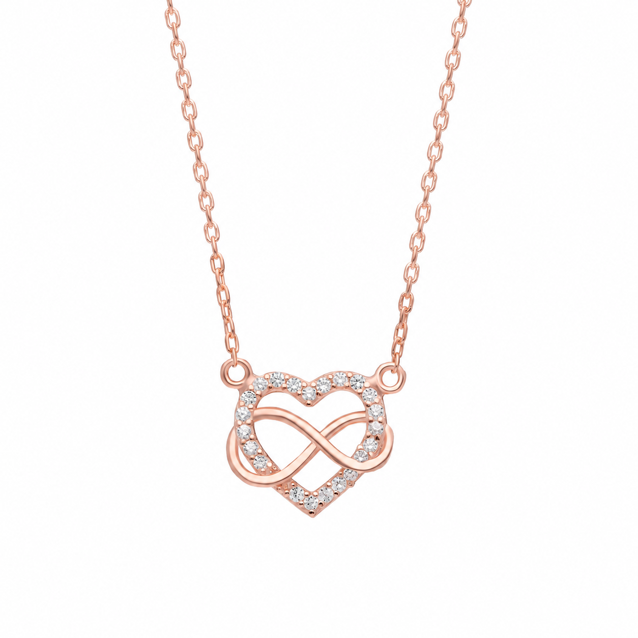 Zirkon Taşlı İnfinity Love Kolye | 925 Ayar Gümüş