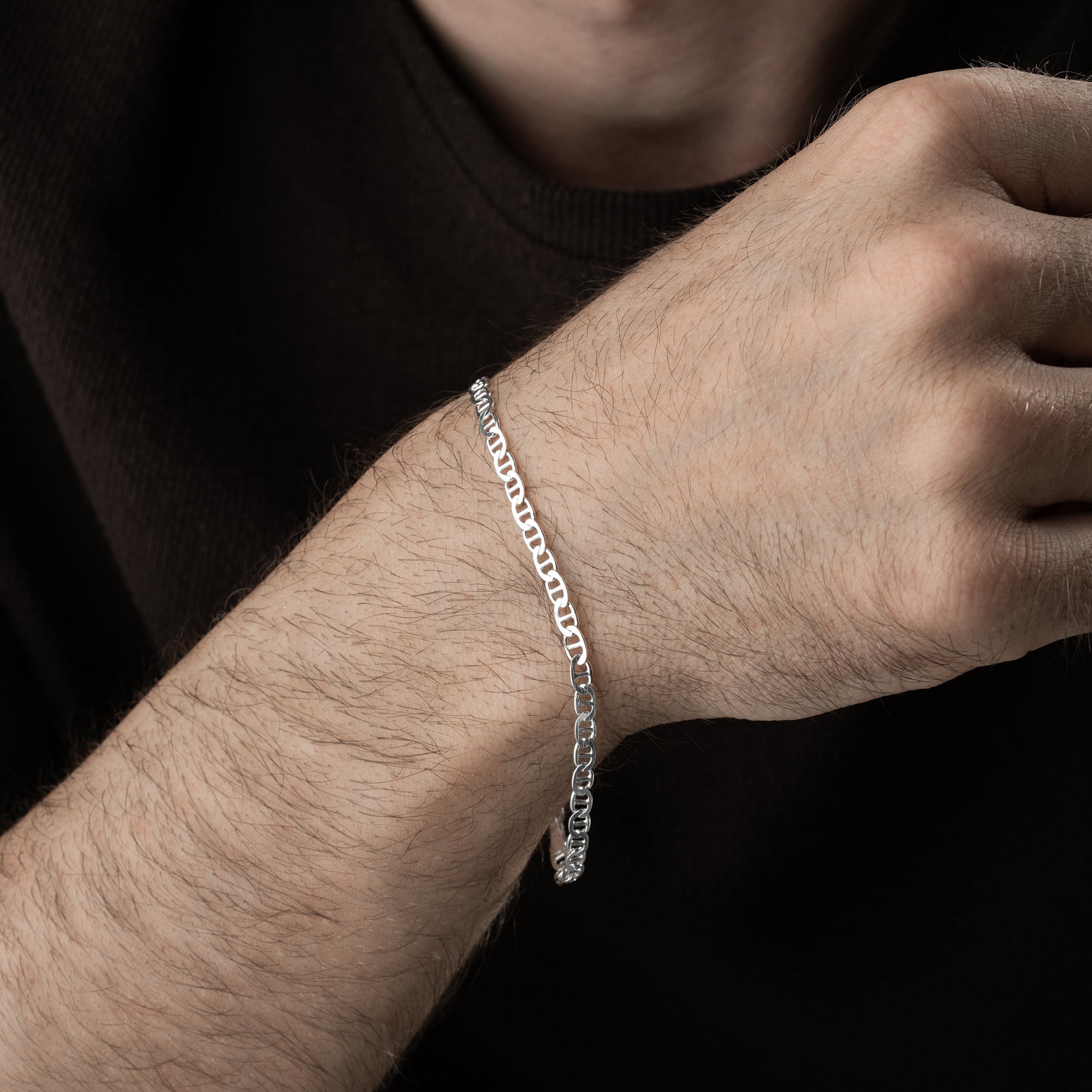 4.3 mm Barlı Forse Zincir Erkek Bileklik | 925 Ayar Gümüş