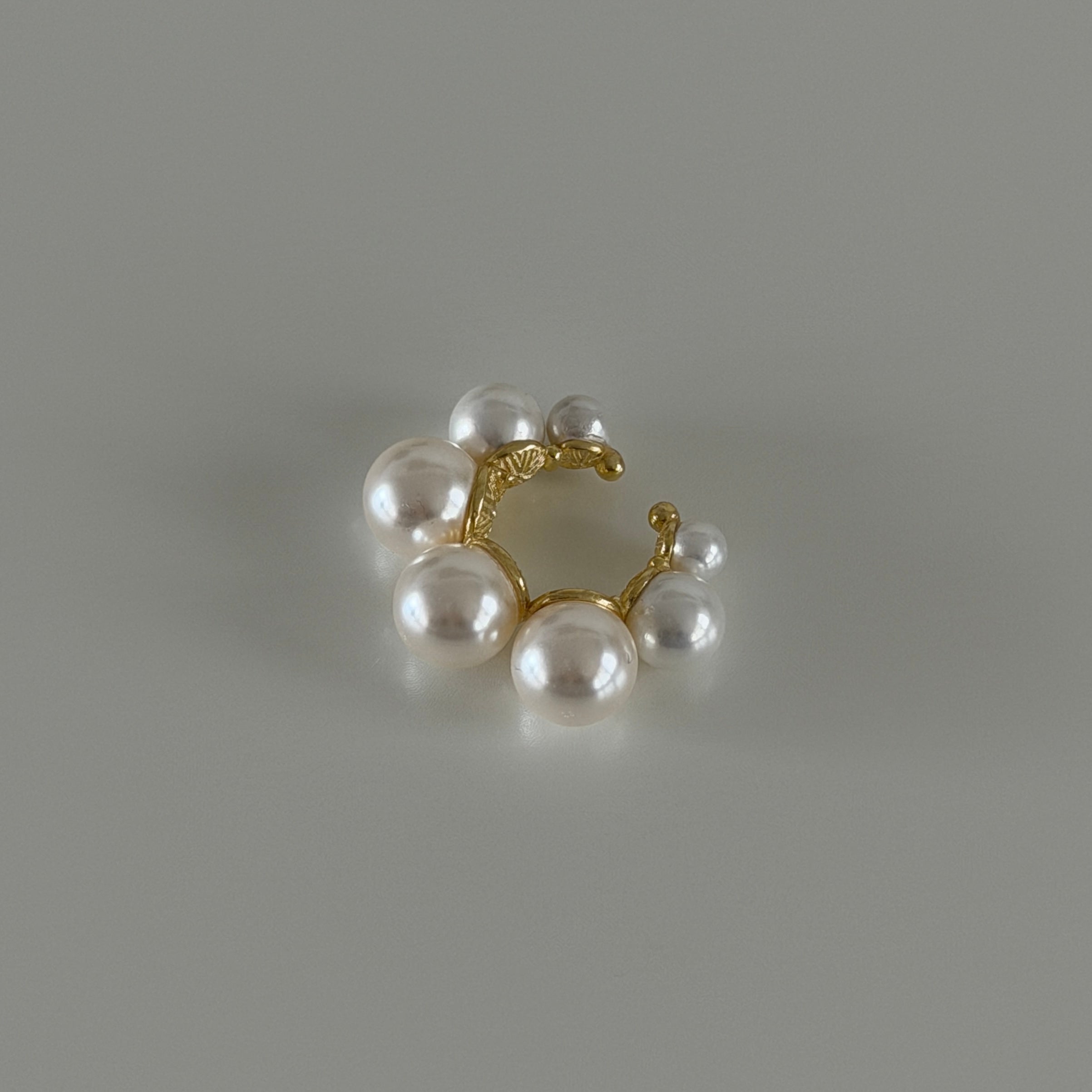 Geometrik C Model İnci Earcuff Kıkırdak Küpe | 925 Ayar Gümüş