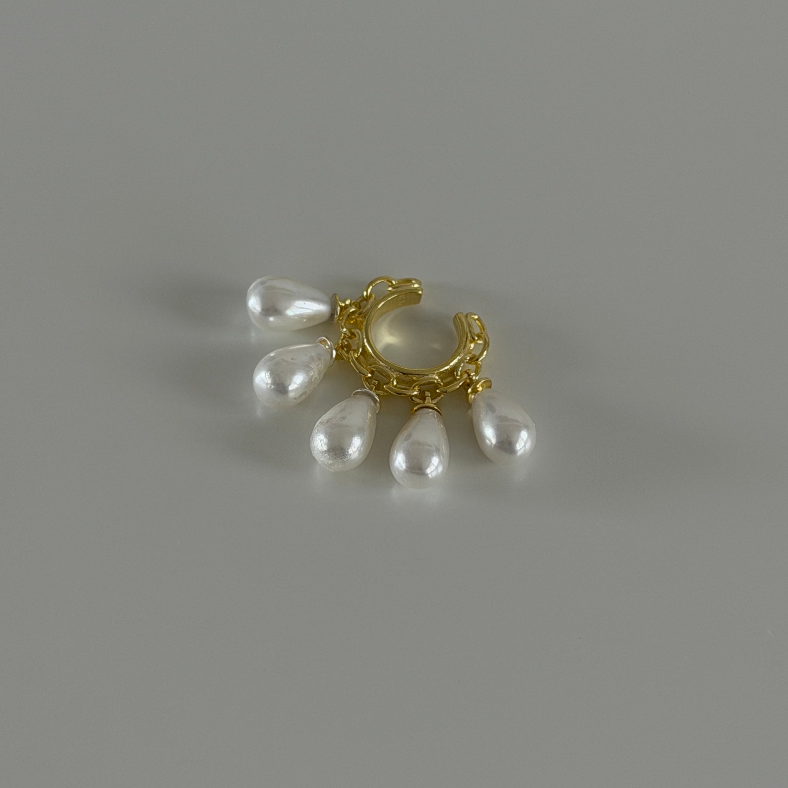 İnci Sallantılı Earcuff Kıkırdak Küpe | 925 Ayar Gümüş