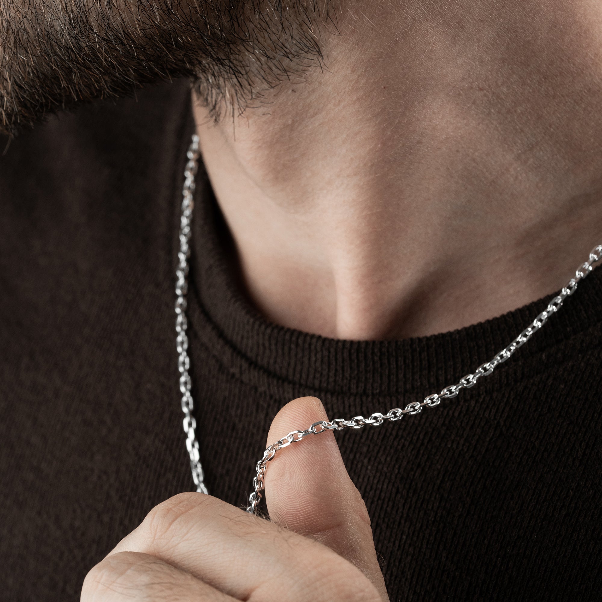 3.3 mm Forse Zincir Erkek Kolye | 925 Ayar Gümüş