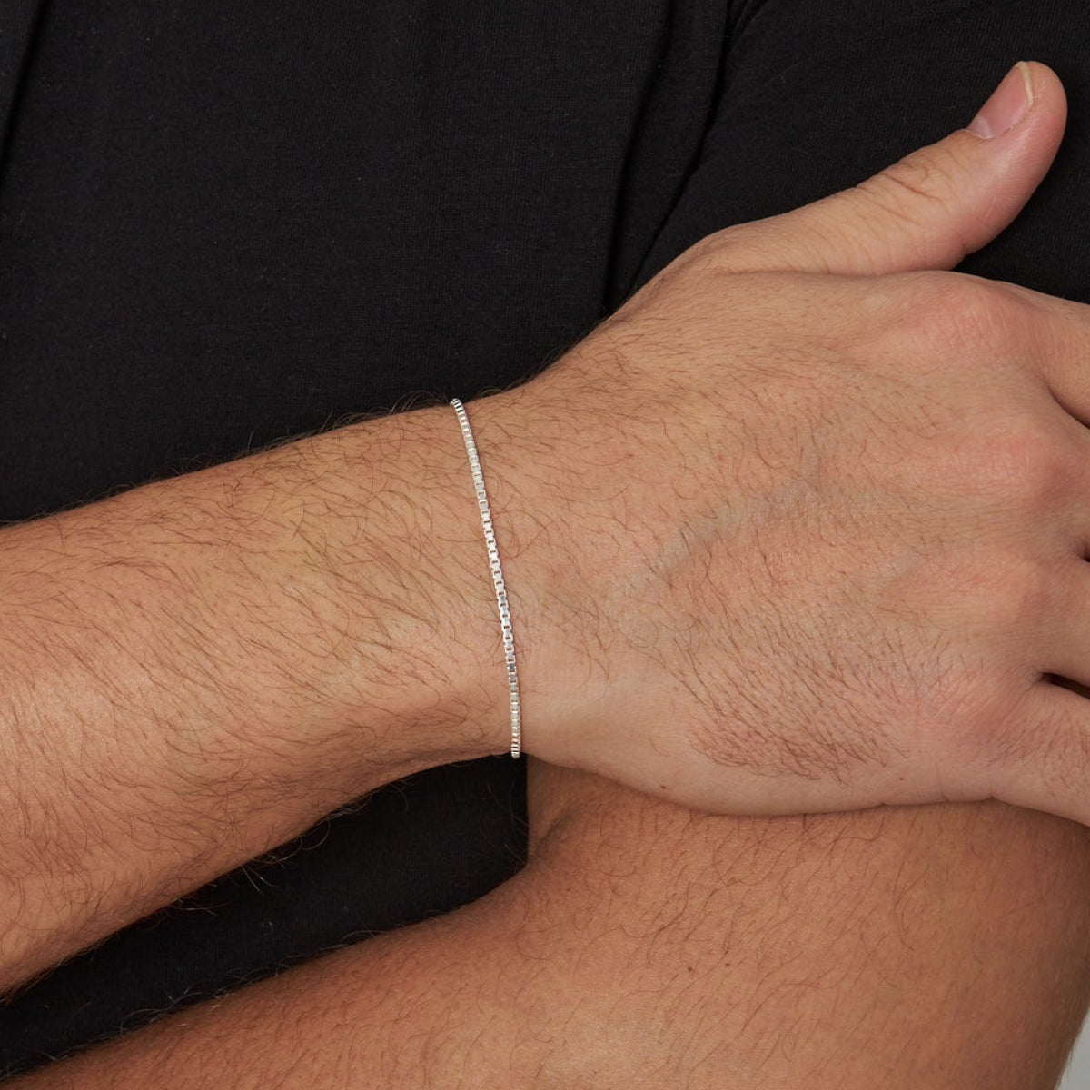 1.5 mm Küp Zincir Erkek Bileklik | 925 Ayar Gümüş