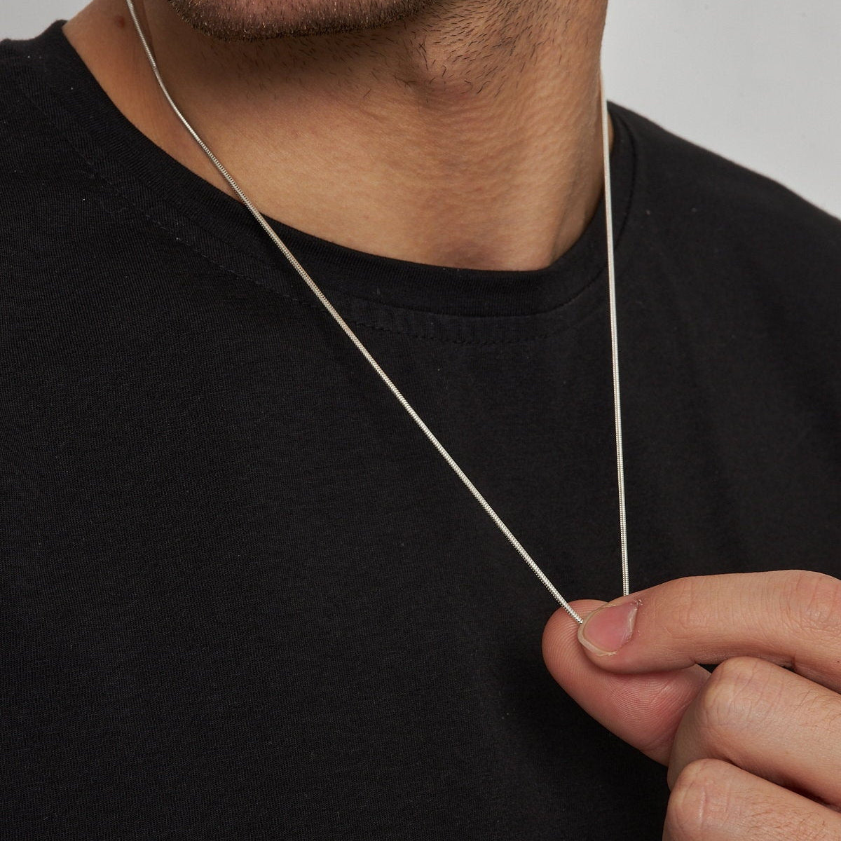 1.5 mm Yılan Zincir Erkek Kolye | 925 Ayar Gümüş