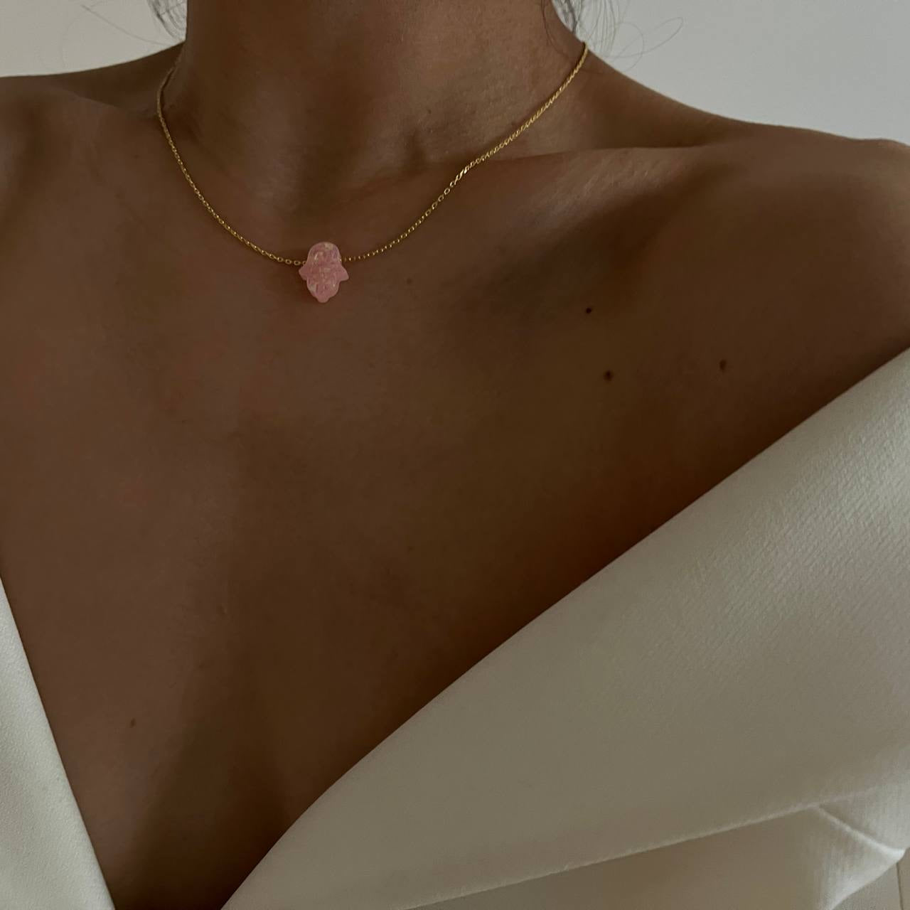 Pembe Fatma Ana Eli Kolye | 925 Ayar Gümüş