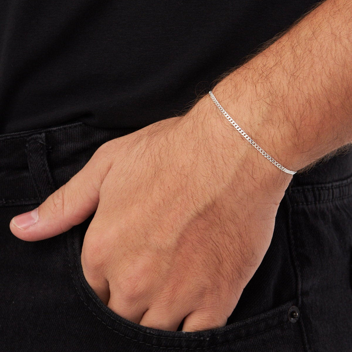 2.5 mm Gurmet Zincir Erkek Bileklik | 925 Ayar Gümüş
