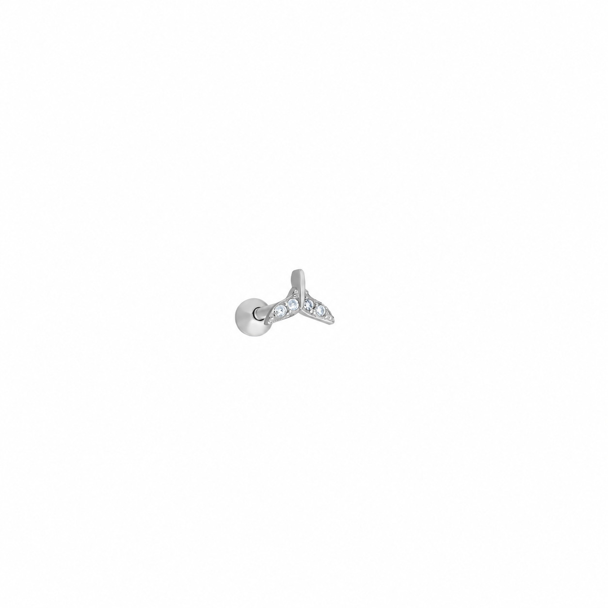 Zirkon Taşlı Balık Kuyruğu Piercing | 925 Ayar Gümüş
