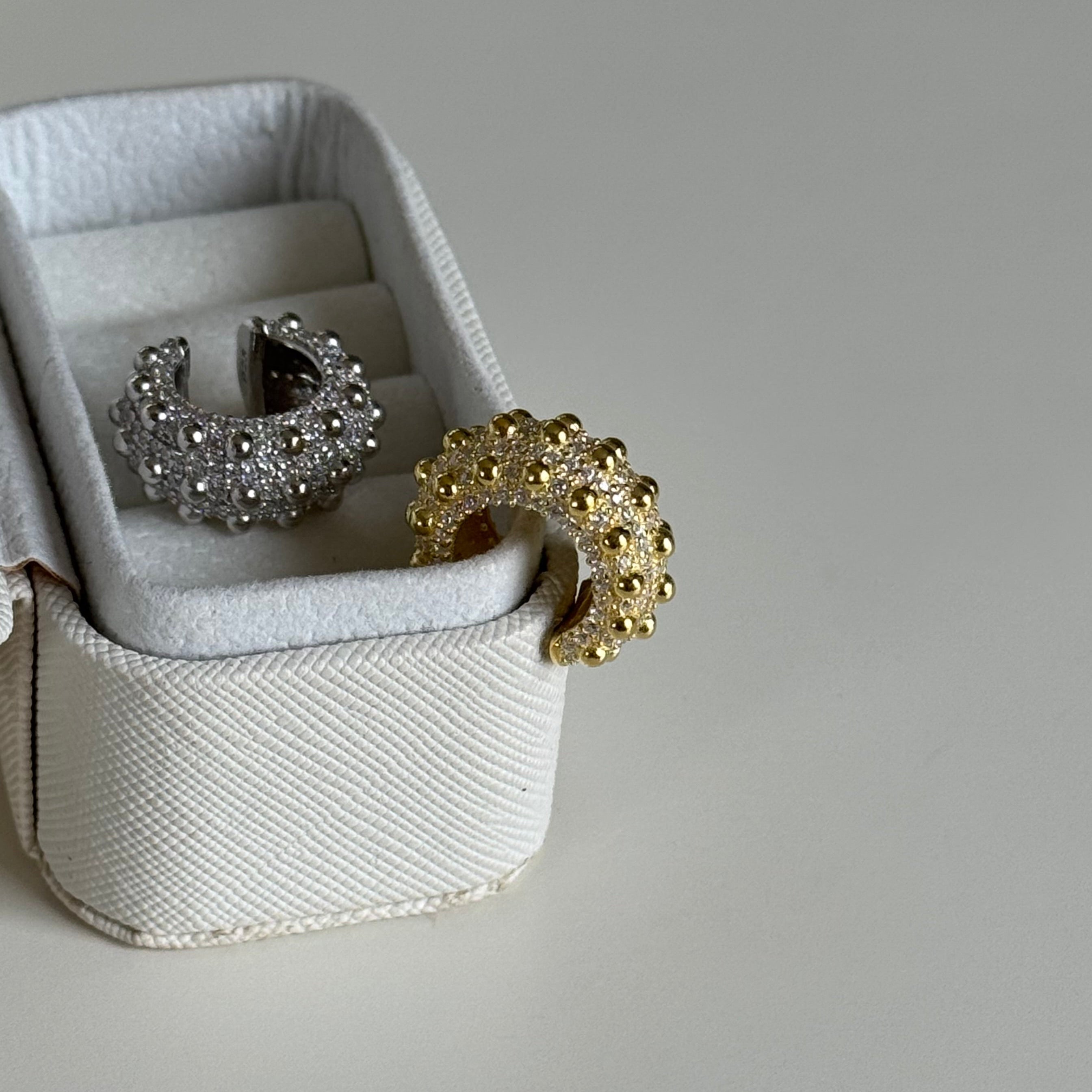 Toplu Taşlı Kalın Earcuff Kıkırdak Küpe | 925 Ayar Gümüş