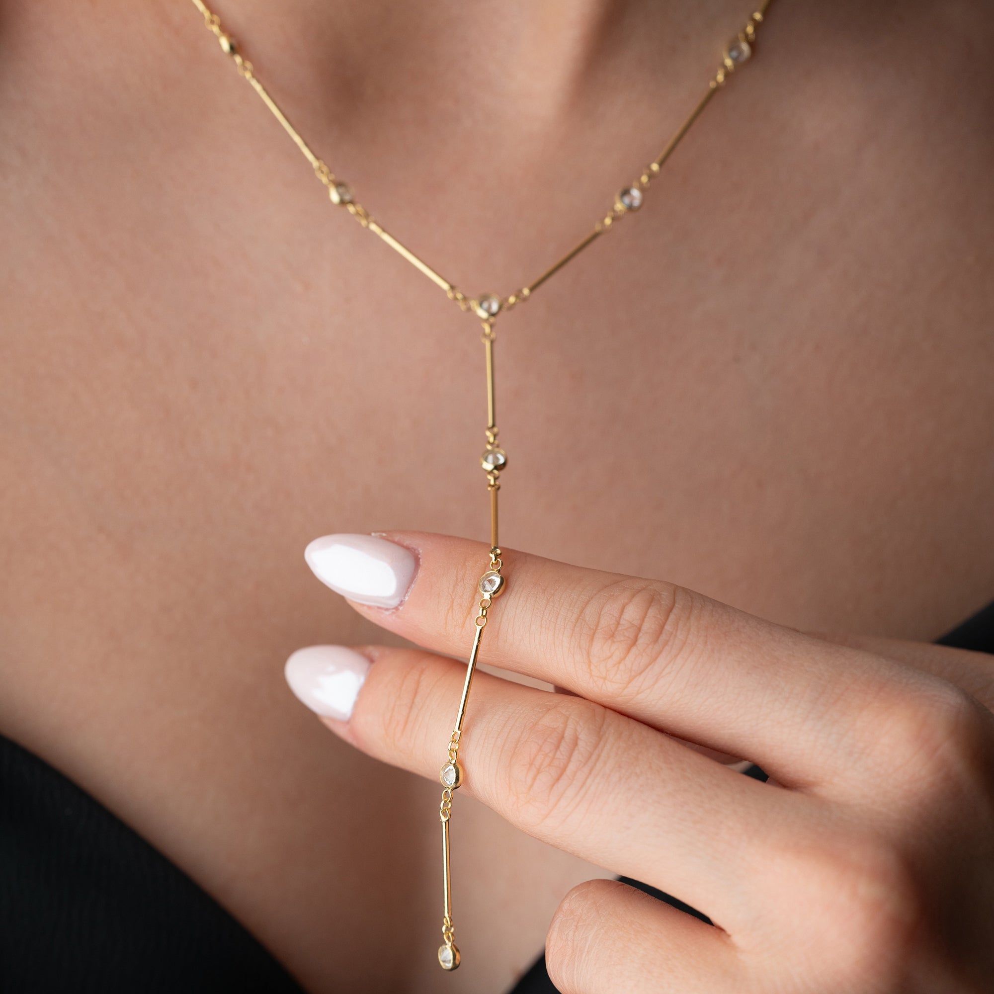 Tiffany Taşlı Çubuklu Y Kolye | 925 Ayar Gümüş