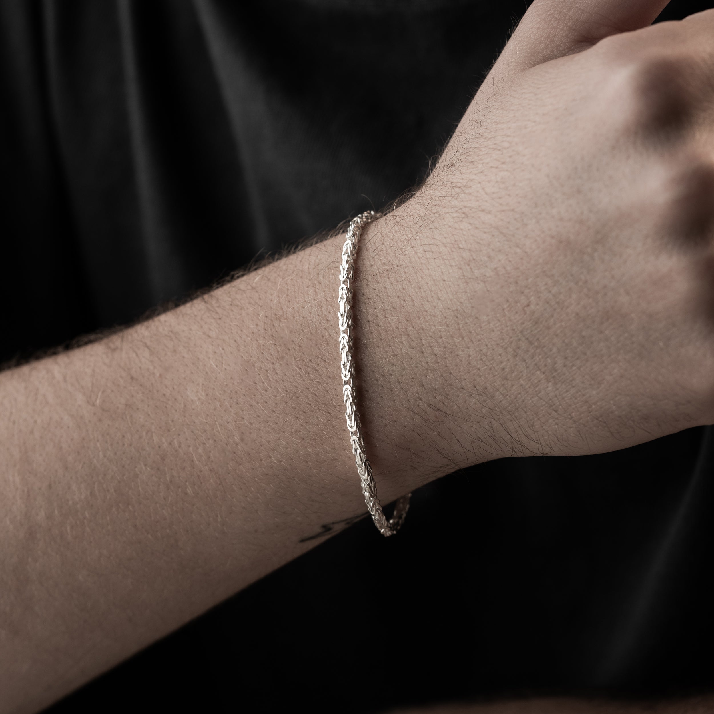 4 mm Kare Kral Zincir Erkek Bileklik | 925 Ayar Gümüş