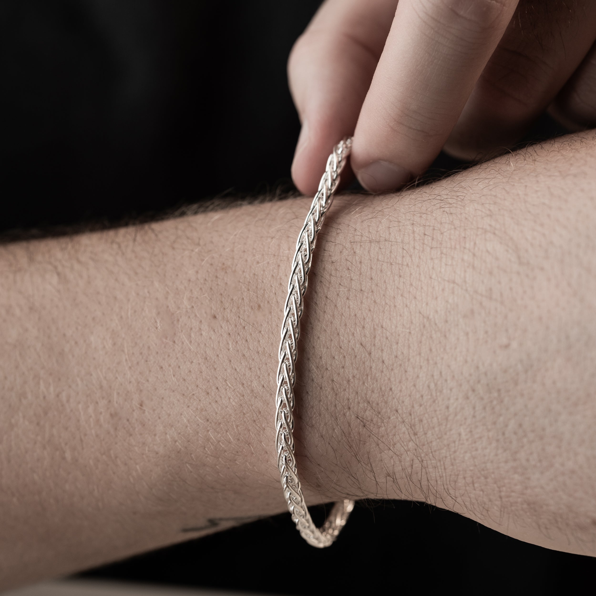 3 mm Yassı Tilki Kuyruğu Zincir Erkek Bileklik | 925 Ayar Gümüş