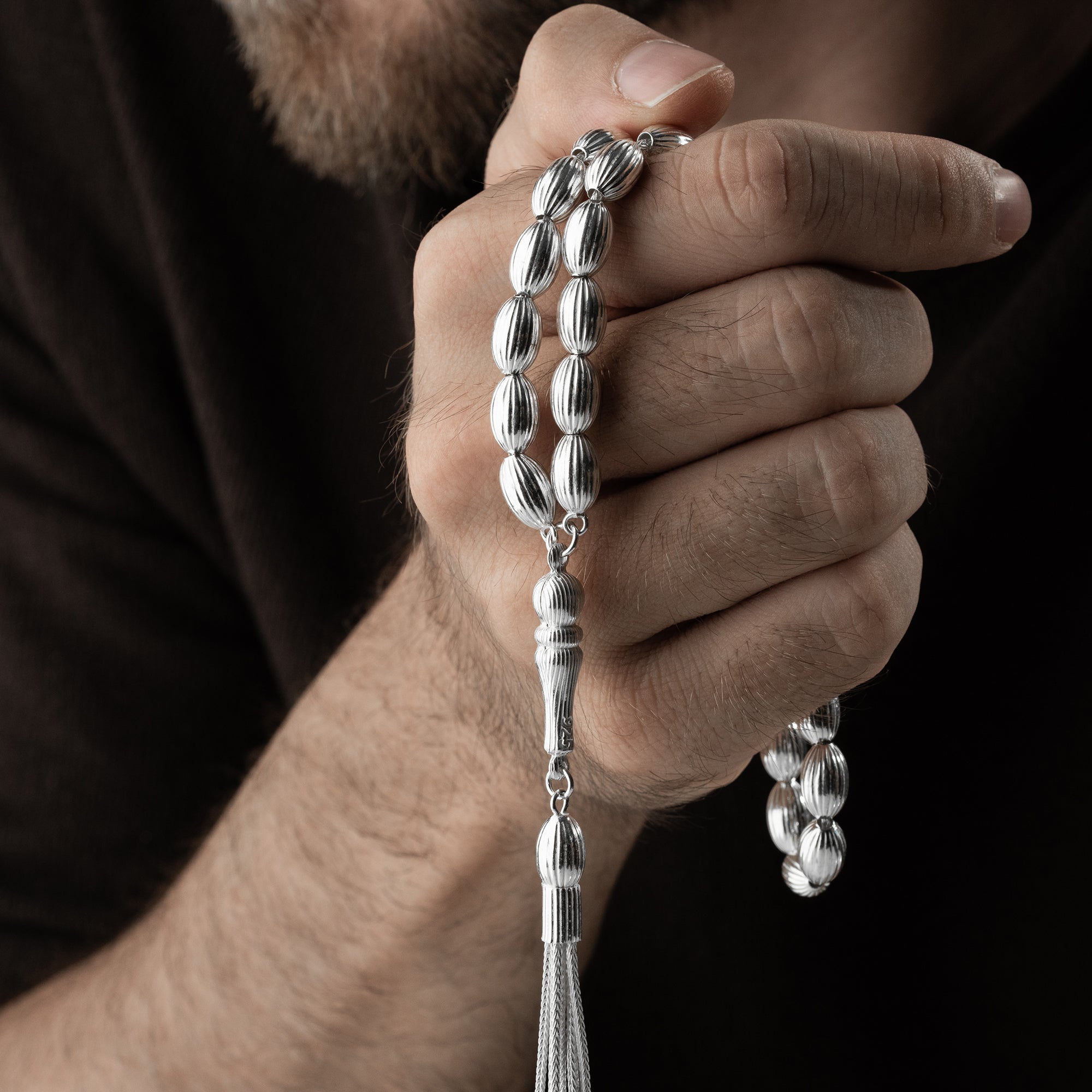 6 mm Arpa Kesim Erkek Tespih | 925 Ayar Gümüş