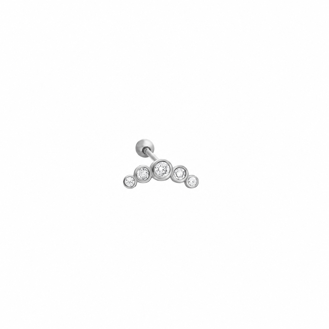 Zirkon Beş Taşlı Piercing | 925 Ayar Gümüş