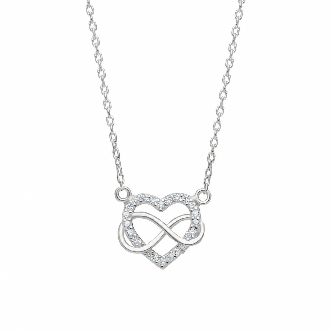 Zirkon Taşlı İnfinity Love Kolye | 925 Ayar Gümüş