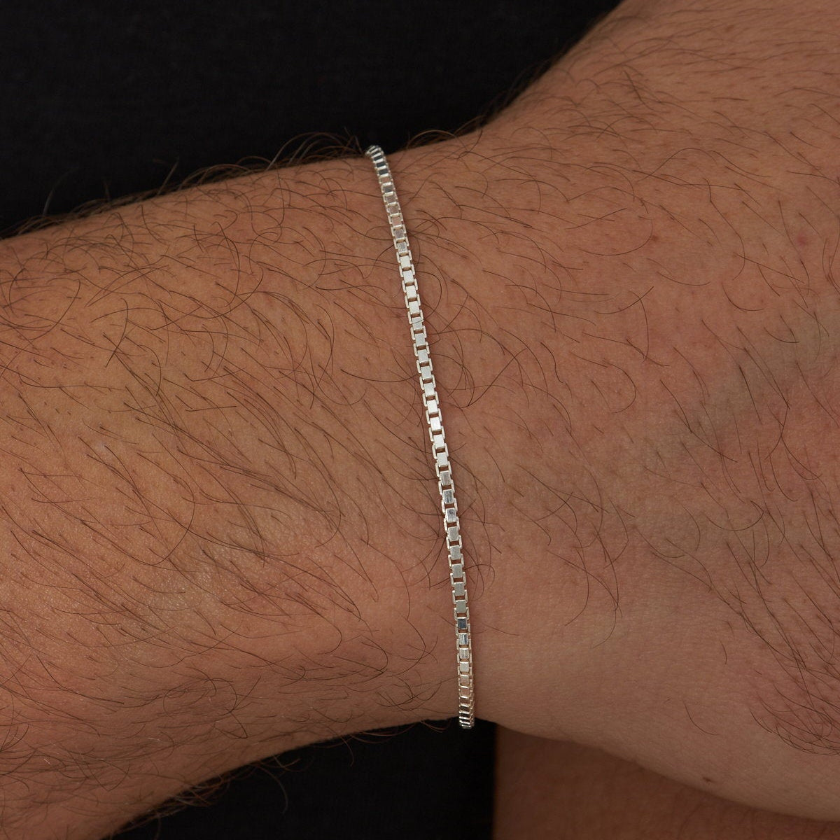 1.5 mm Küp Zincir Erkek Bileklik | 925 Ayar Gümüş
