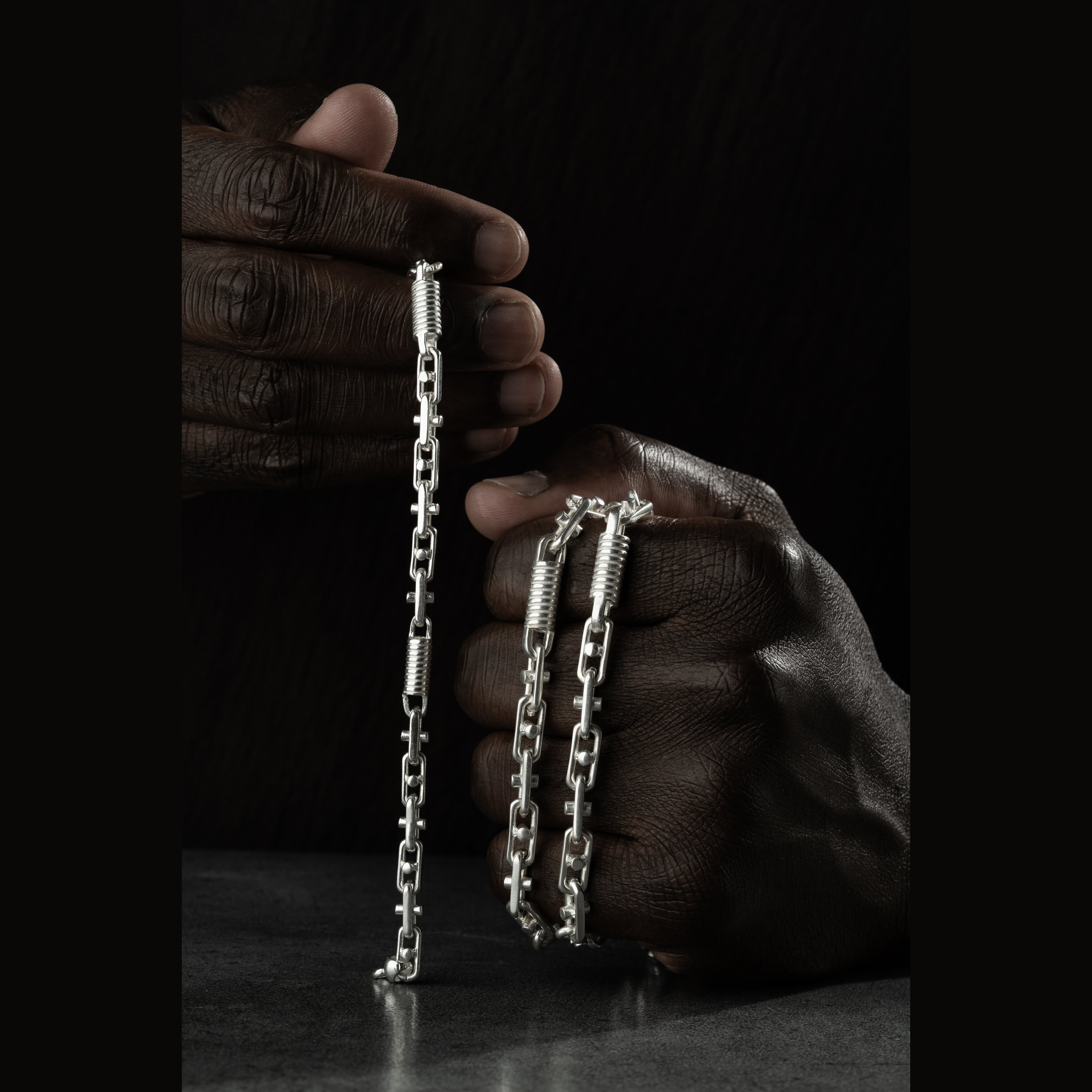 7 mm Monte Carlo Zincir Erkek Kolye-Bileklik Set | 925 Ayar Gümüş